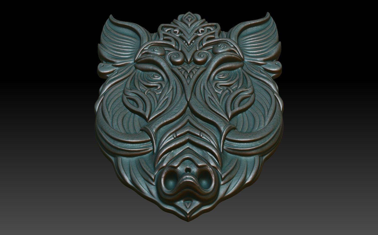 Celtic Boar basrelief 03 240611 3D print model_4