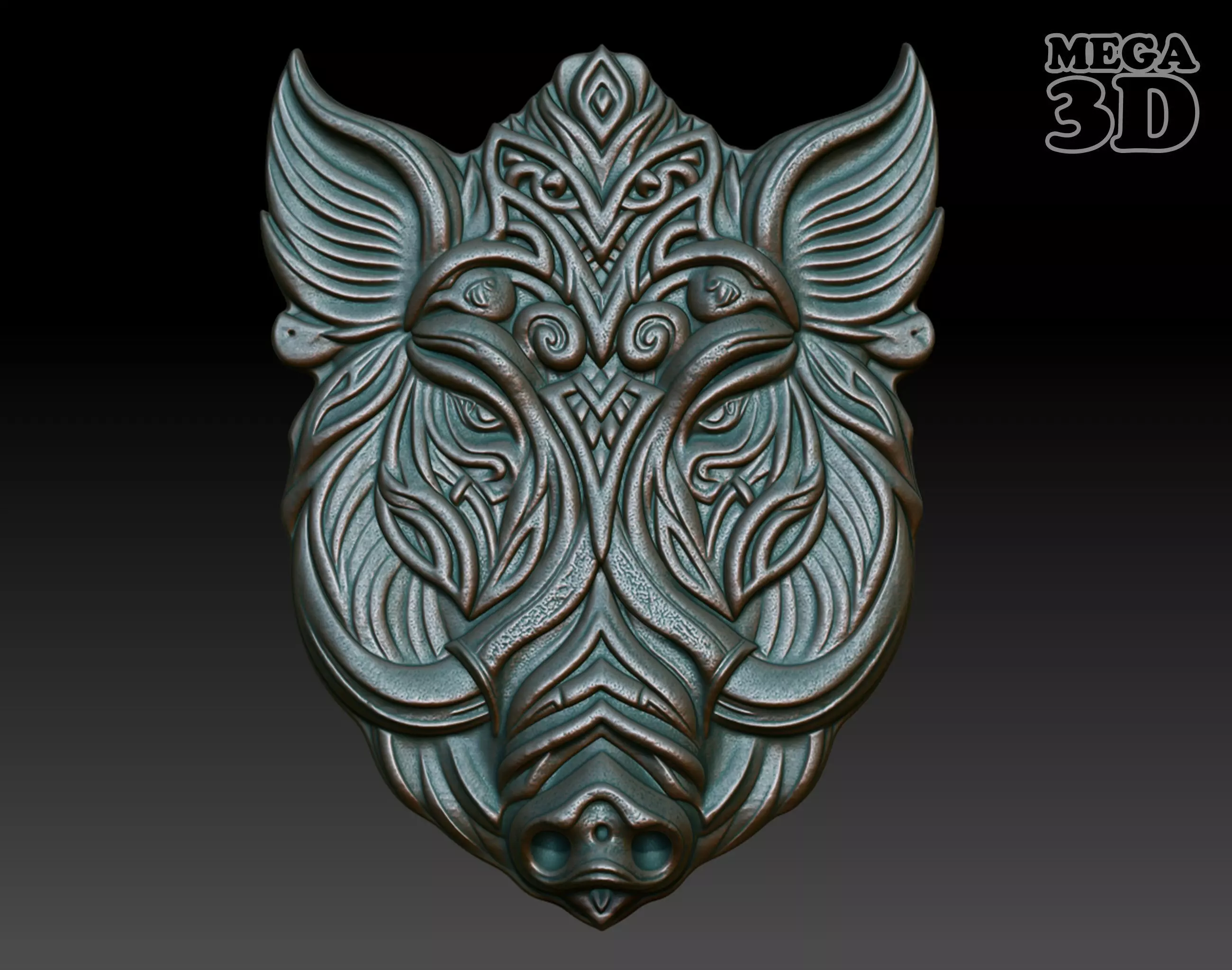 Celtic Boar basrelief 03 240611 3D print model_0