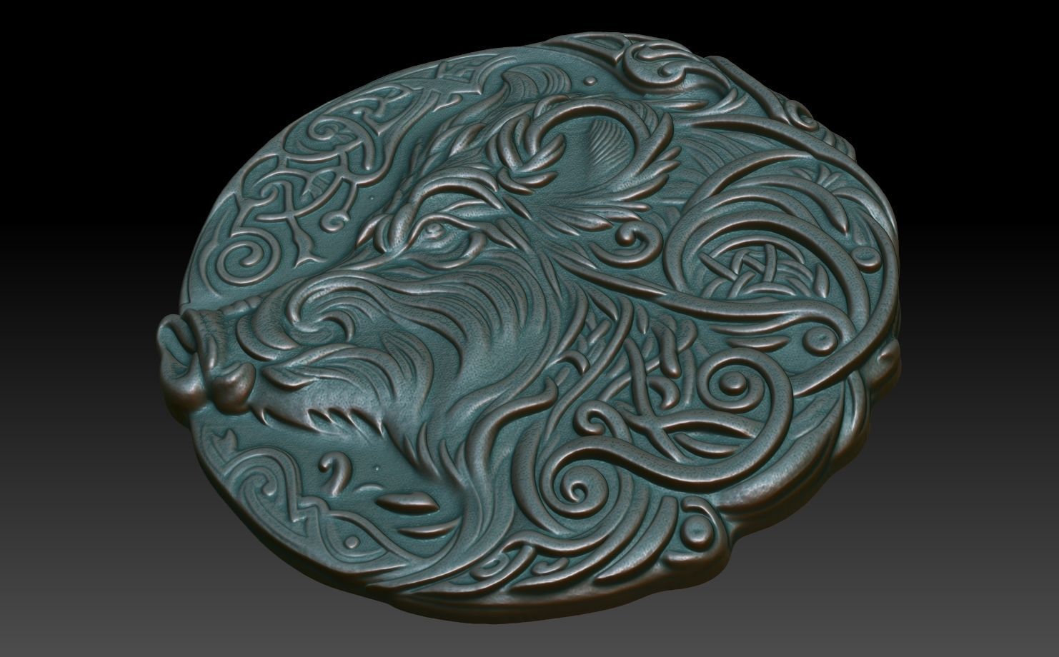 Celtic Boar basrelief 02 240611 3D print model_4