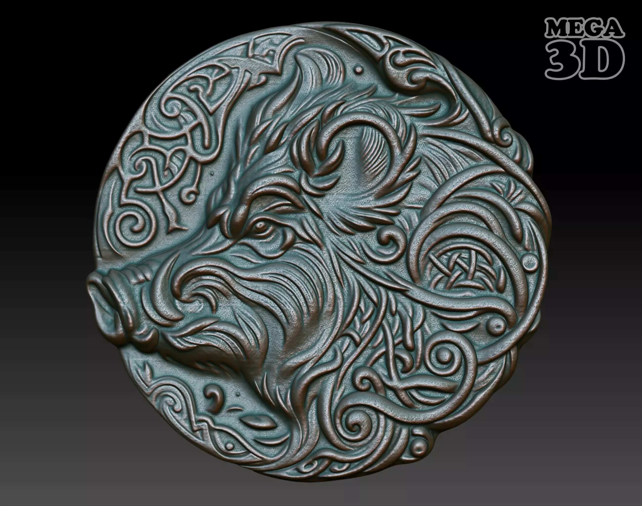 Celtic Boar basrelief 02 240611 3D print model_0