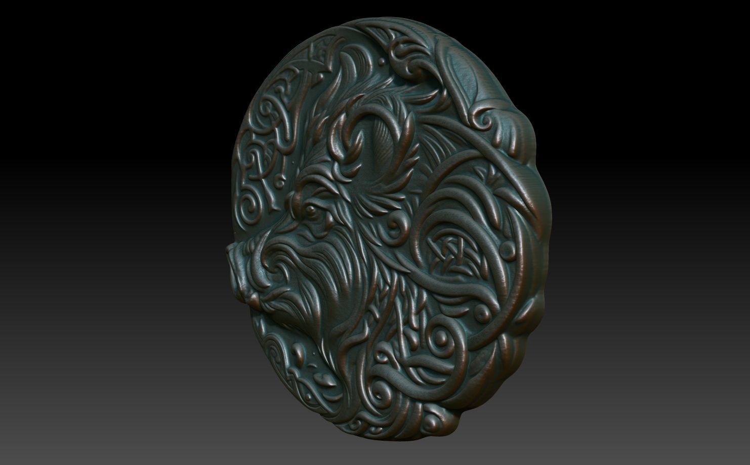 Celtic Boar basrelief 02 240611 3D print model_1