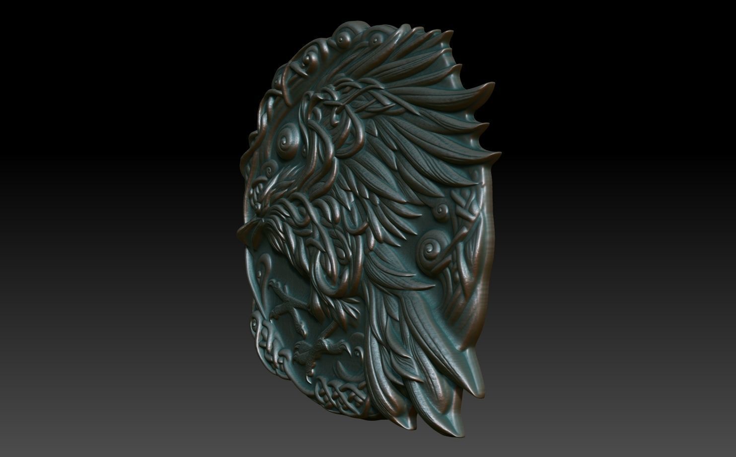 Celtic Raven basrelief 01 240611 3D print model_1
