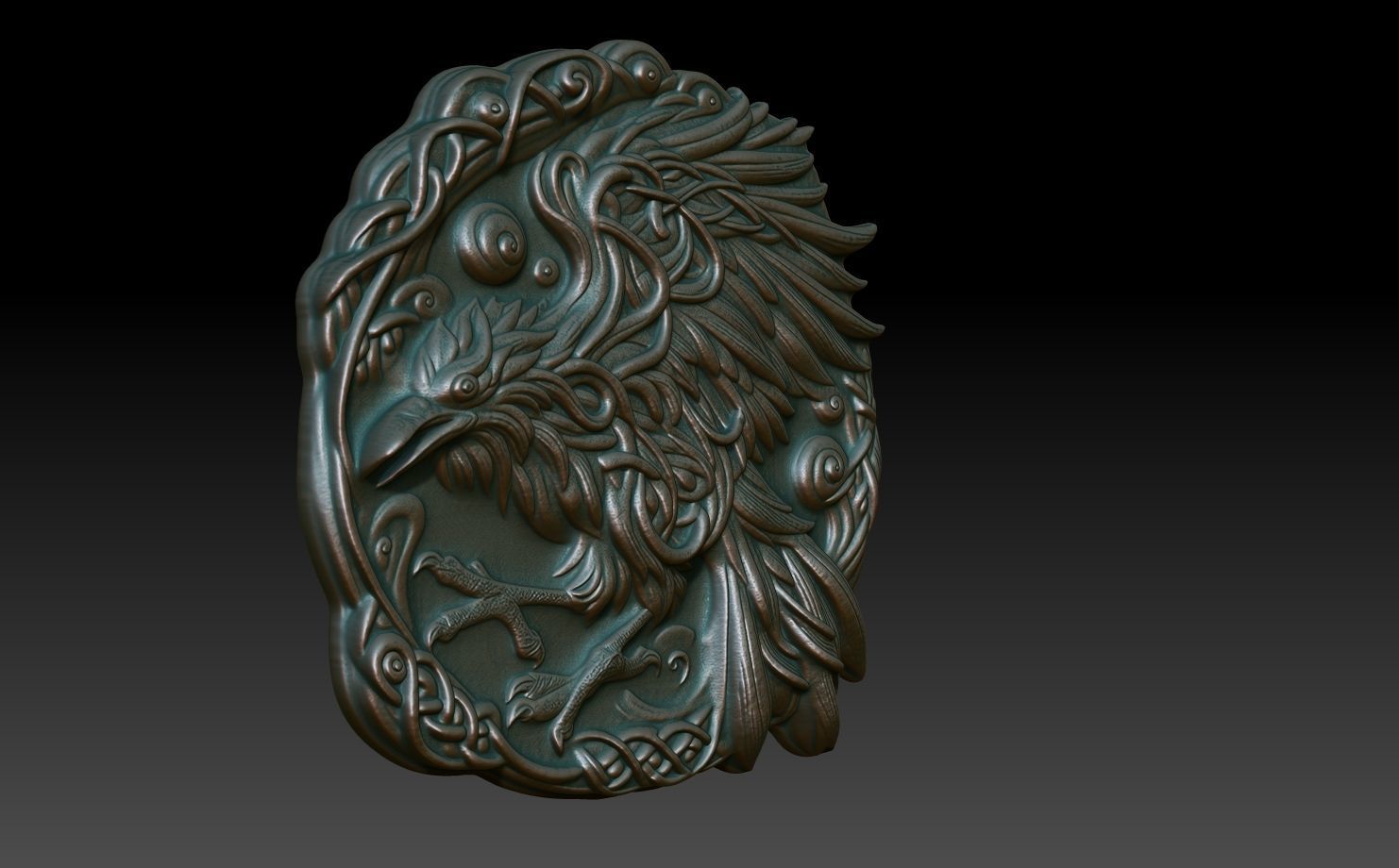 Celtic Raven basrelief 01 240611 3D print model_2