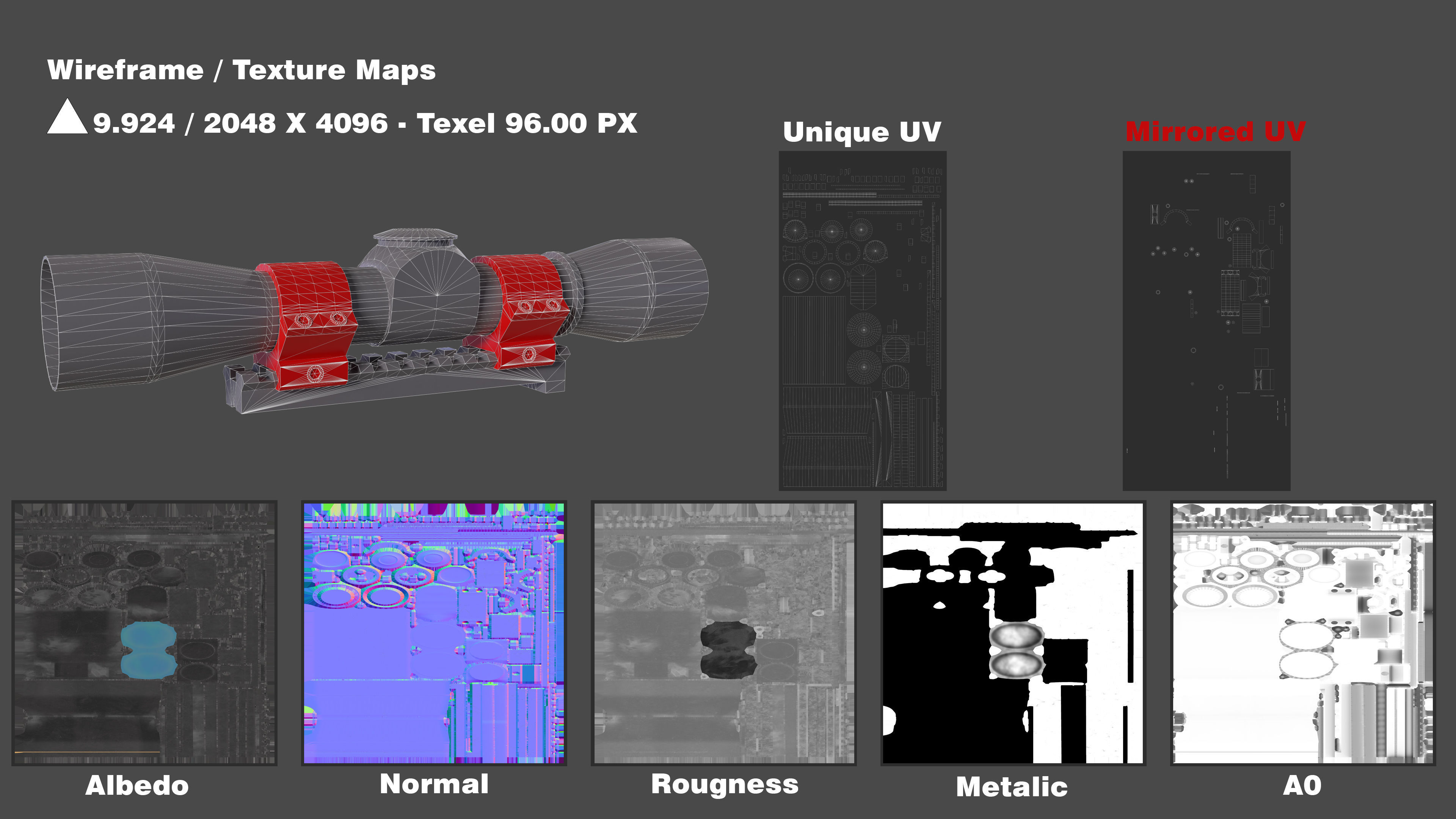 Python Revolver 6 -Telescopic Sight Low-poly 3D model_11