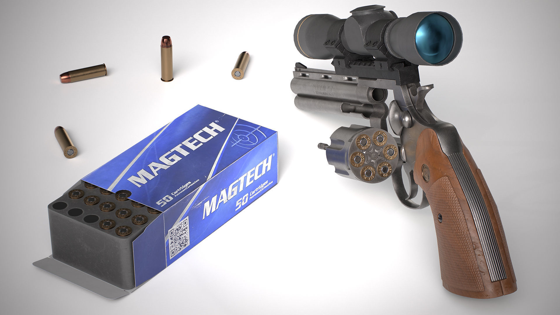 Python Revolver 6 -Telescopic Sight Low-poly 3D model_3