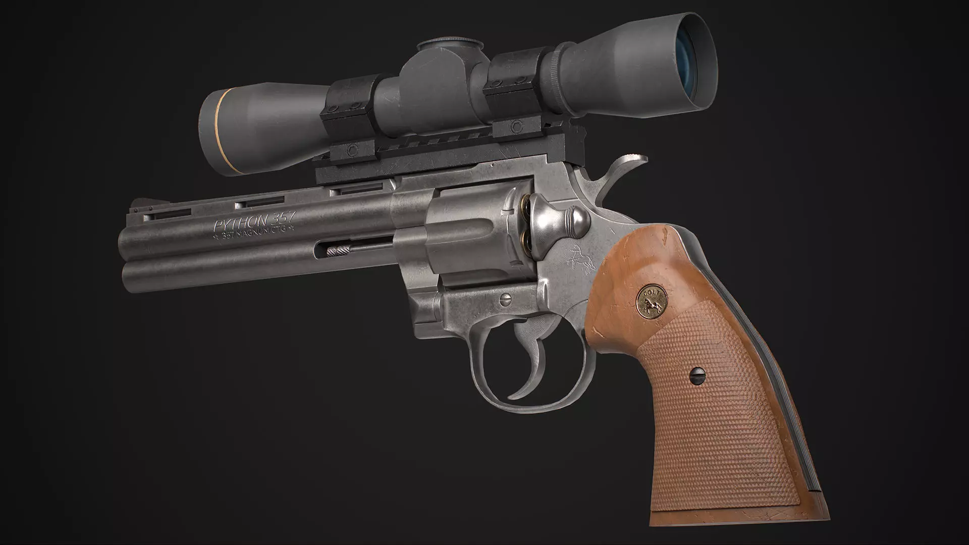 Python Revolver 6 -Telescopic Sight Low-poly 3D model_0