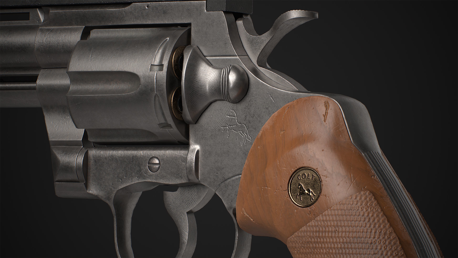 Python Revolver 6 -Telescopic Sight Low-poly 3D model_2