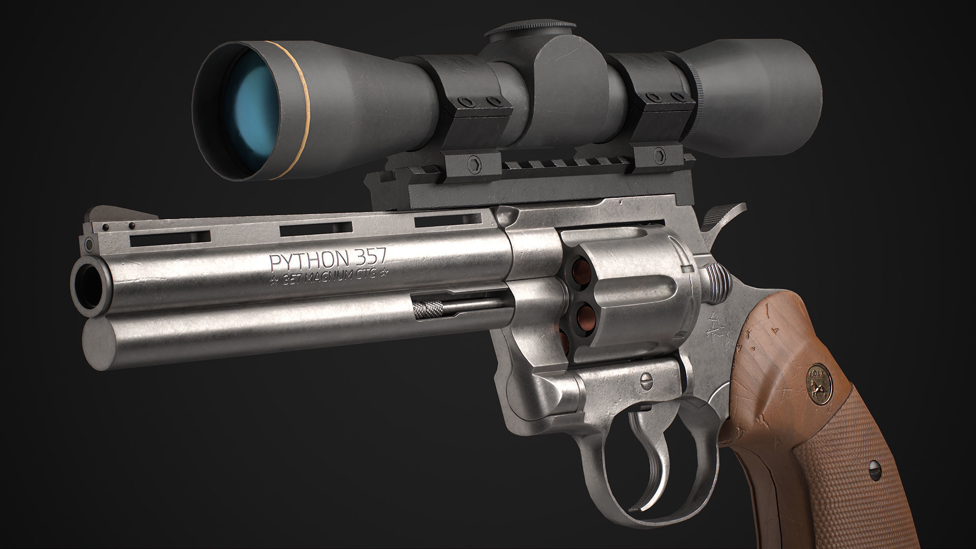 Python Revolver 6 -Telescopic Sight Low-poly 3D model_1
