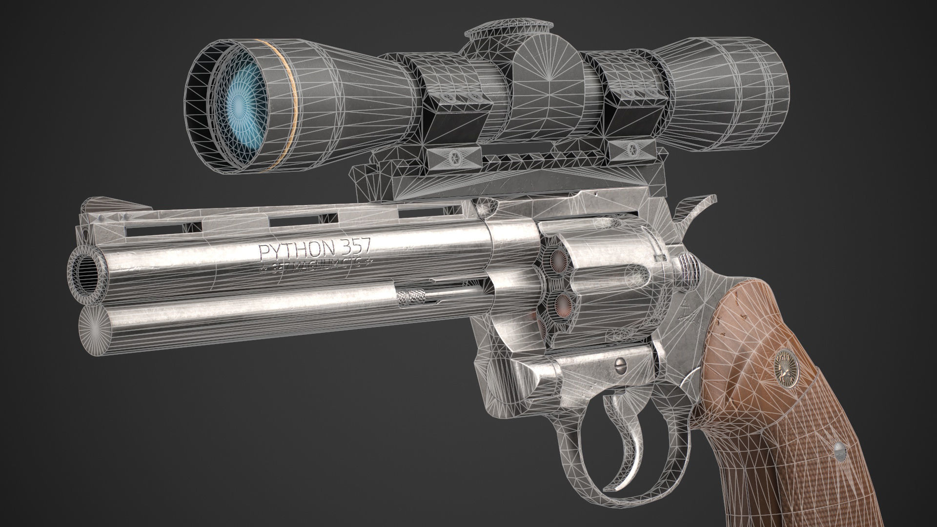 Python Revolver 6 -Telescopic Sight Low-poly 3D model_9