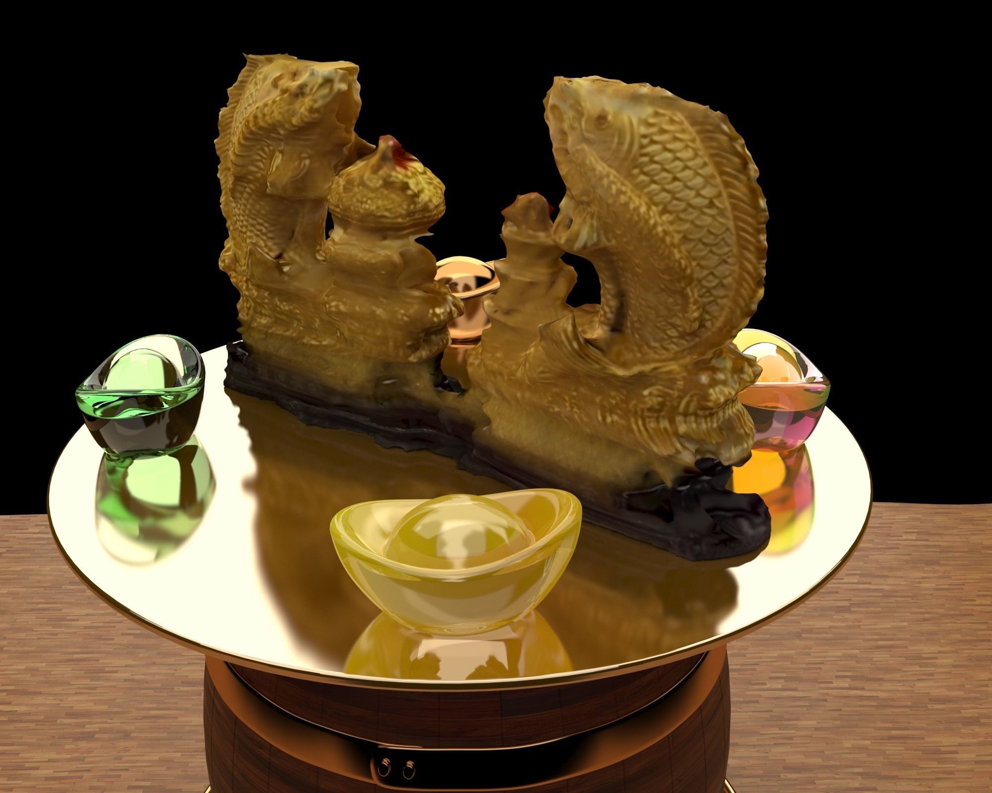 Chinese golden fish 3D model_4