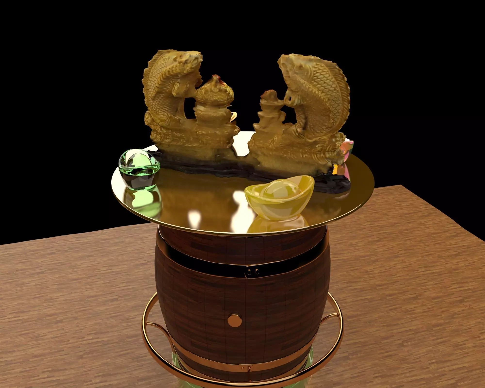 Chinese golden fish 3D model_0
