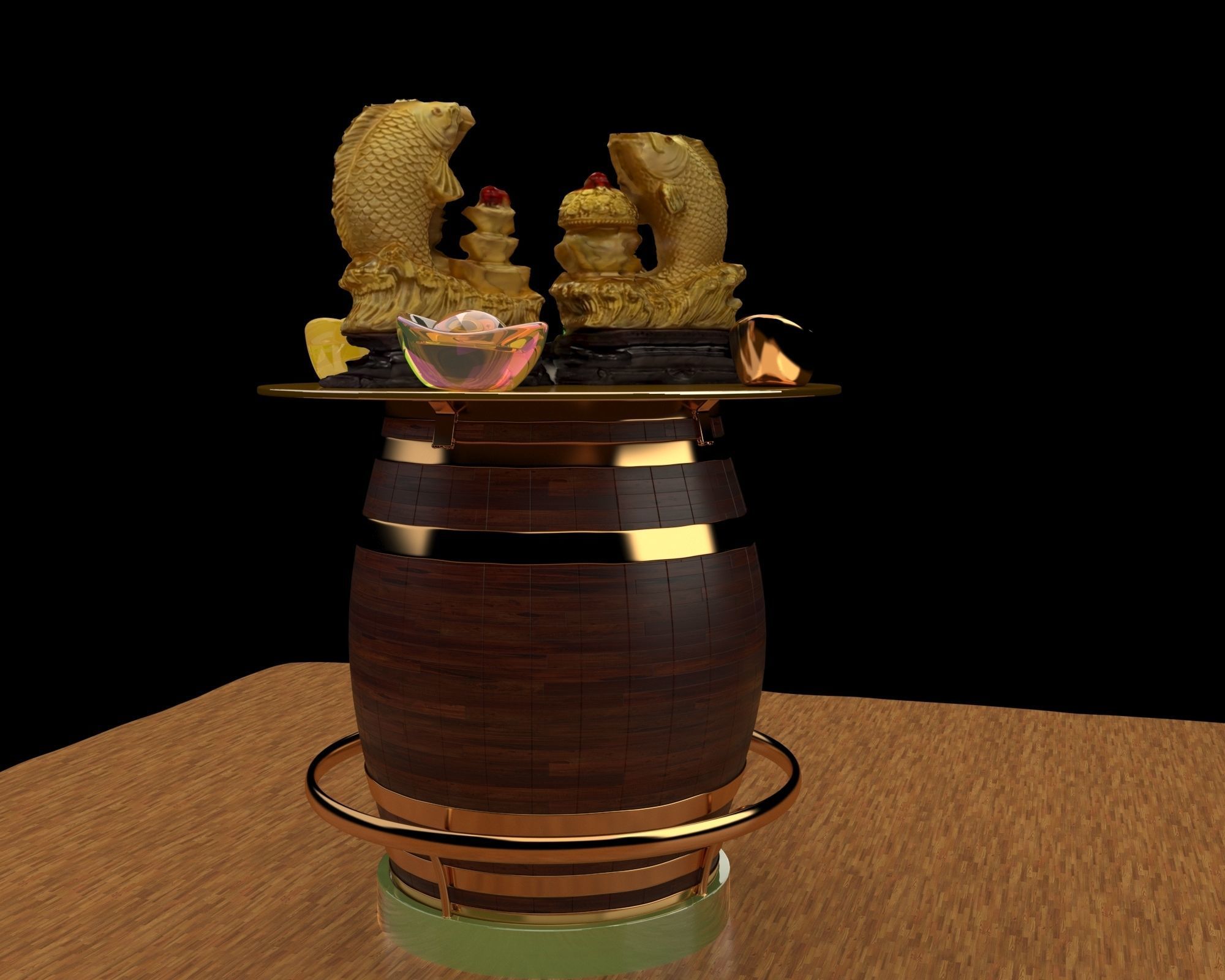 Chinese golden fish 3D model_1