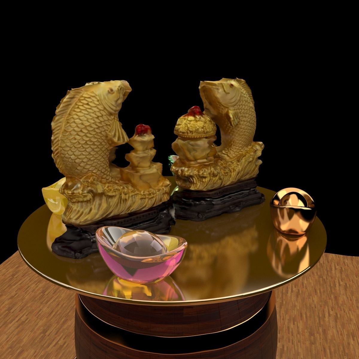Chinese golden fish 3D model_5