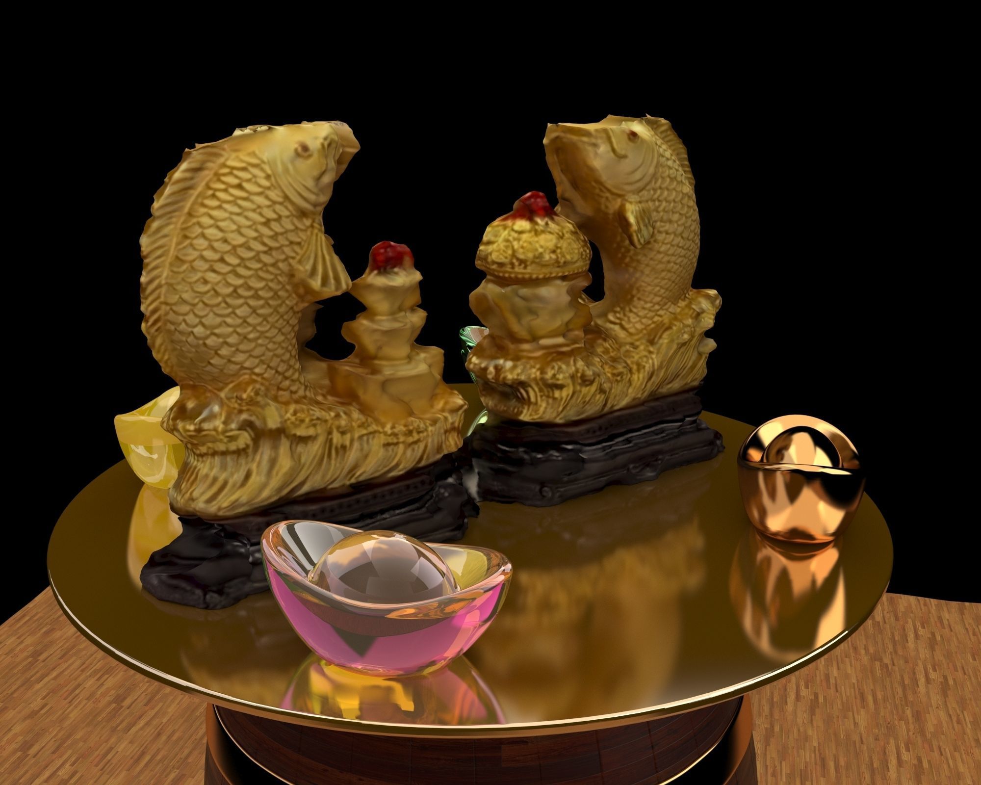 Chinese golden fish 3D model_3