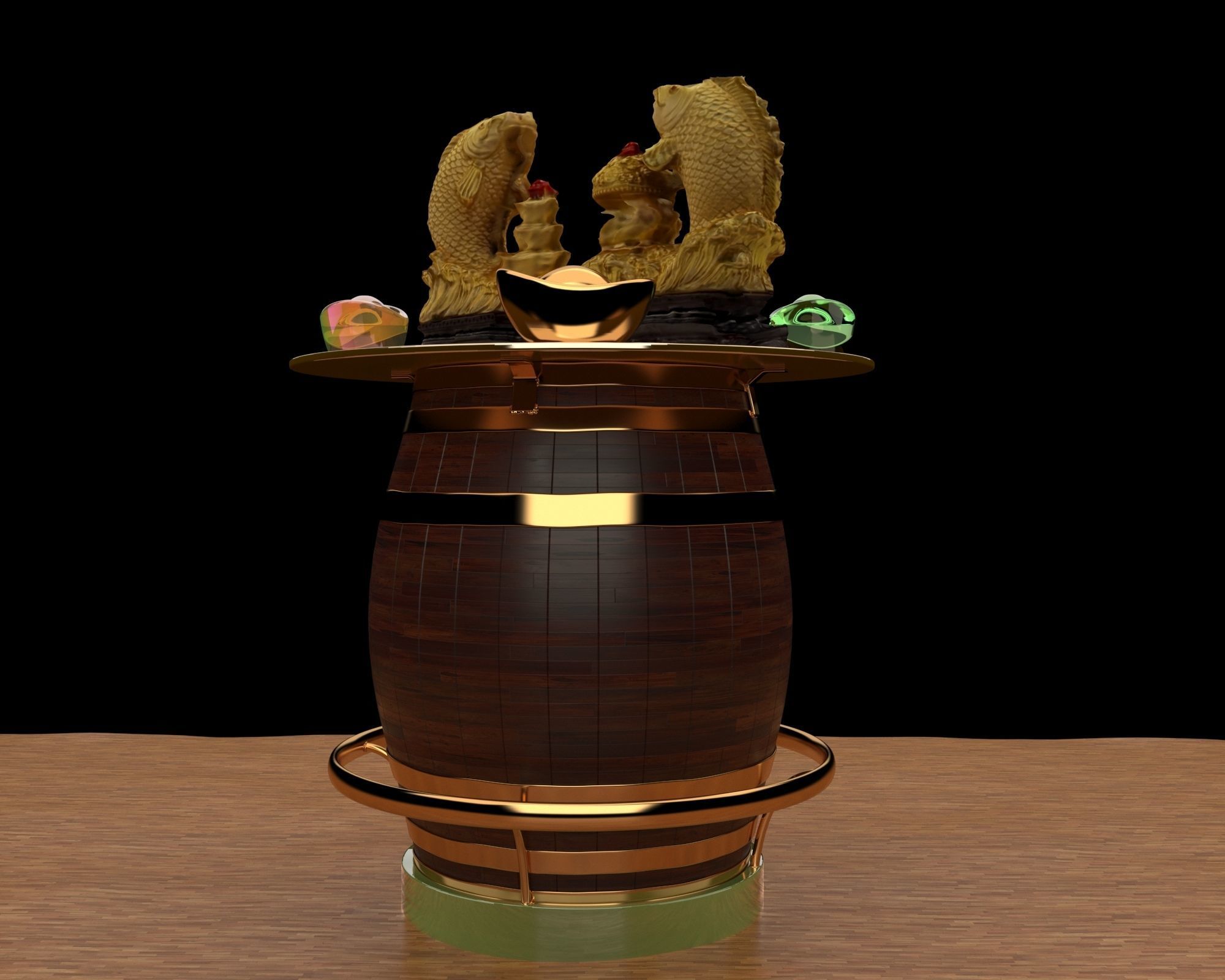 Chinese golden fish 3D model_2