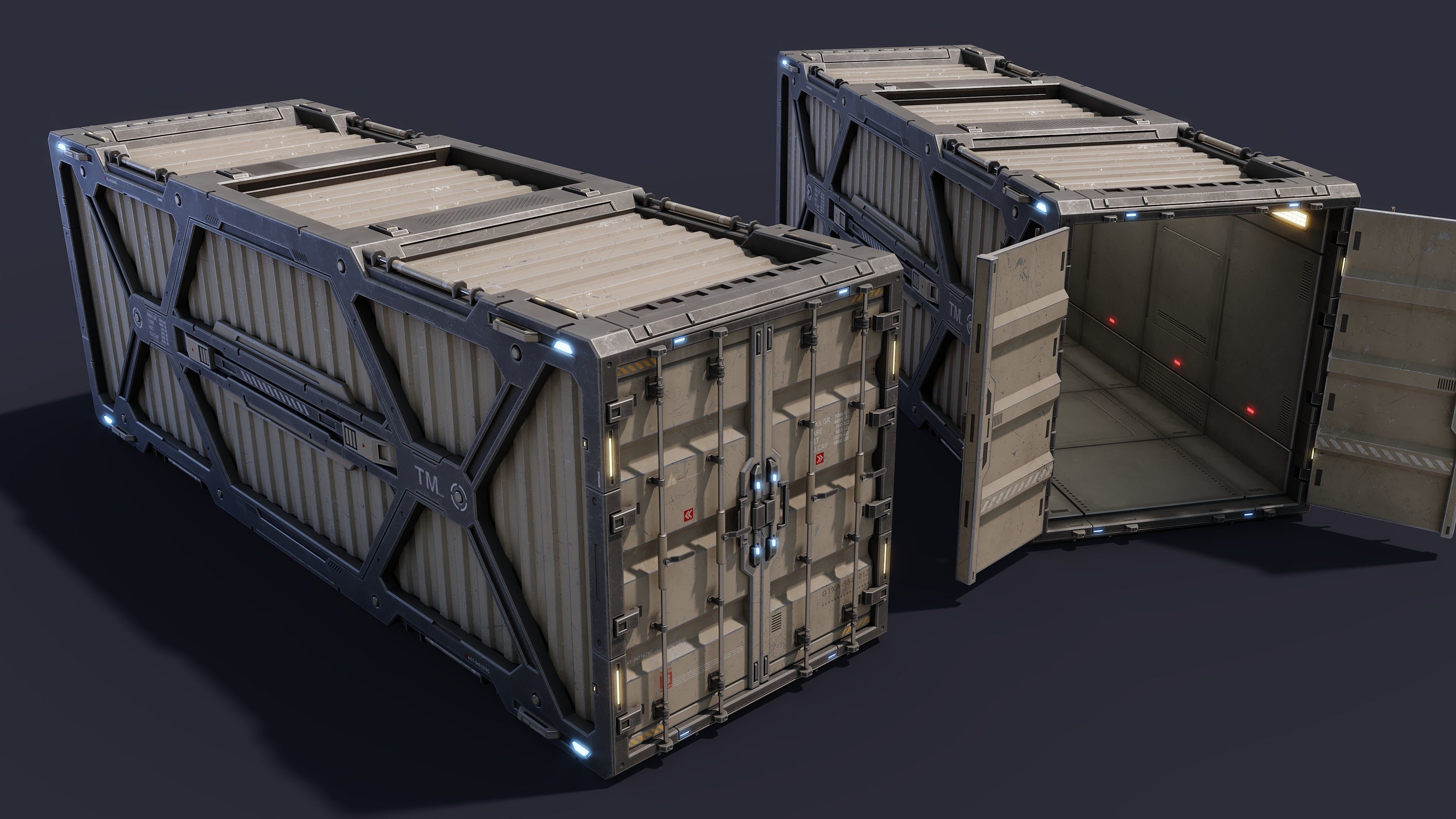 Sci-Fi Container Type A -PBR Low-poly 3D model_1