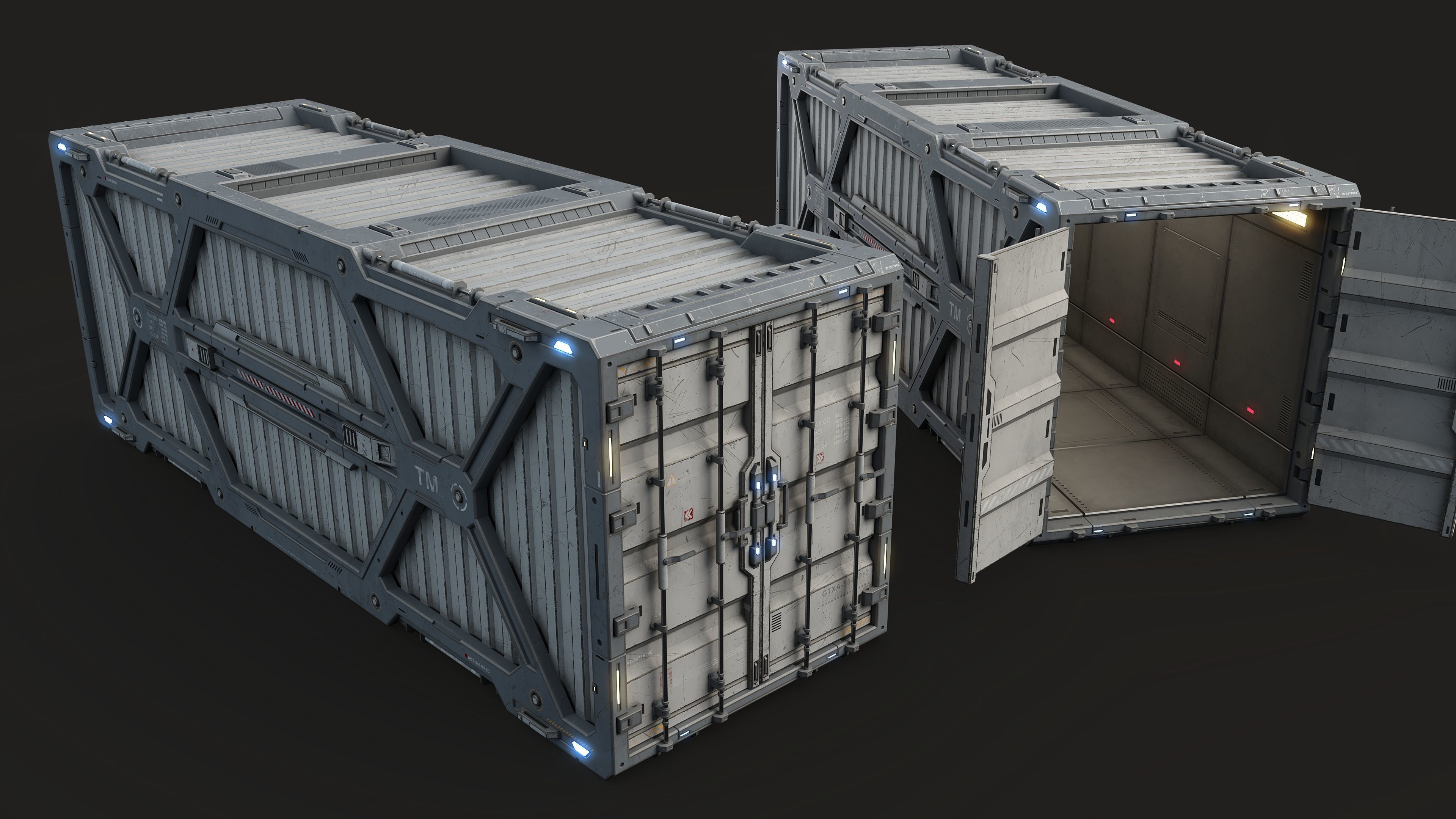 Sci-Fi Container Type A -PBR Low-poly 3D model_2