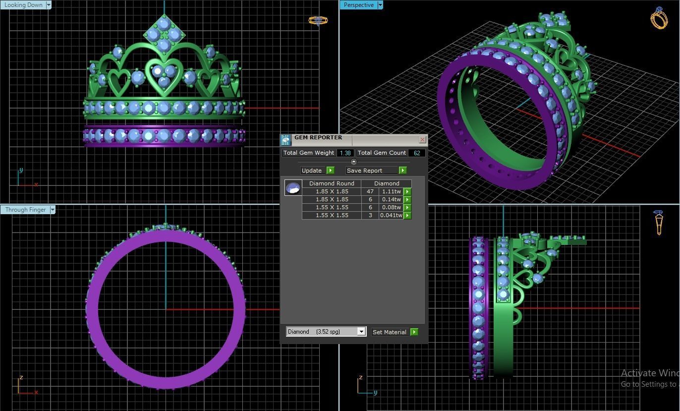 Crown ring 3D print model_3