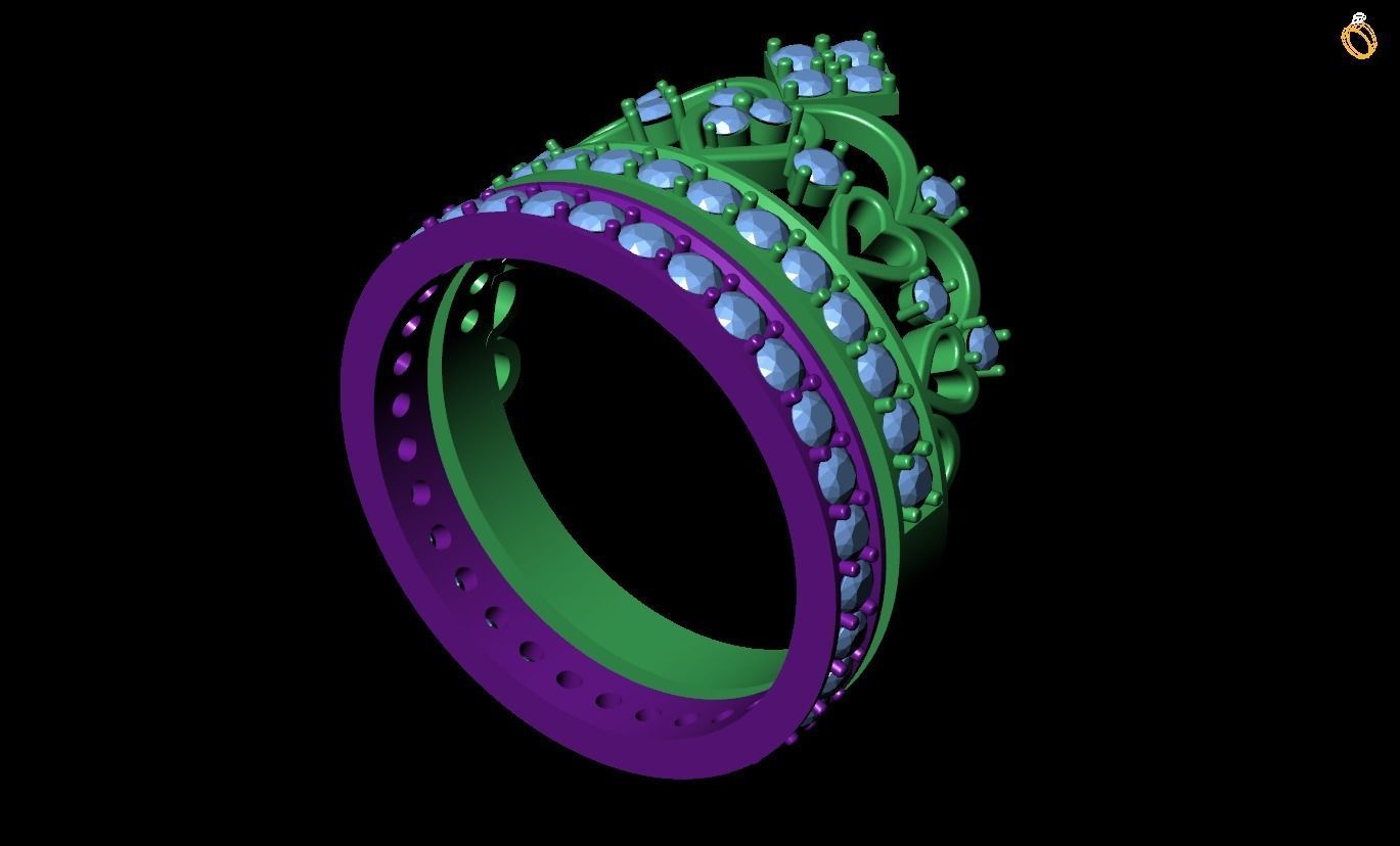 Crown ring 3D print model_4
