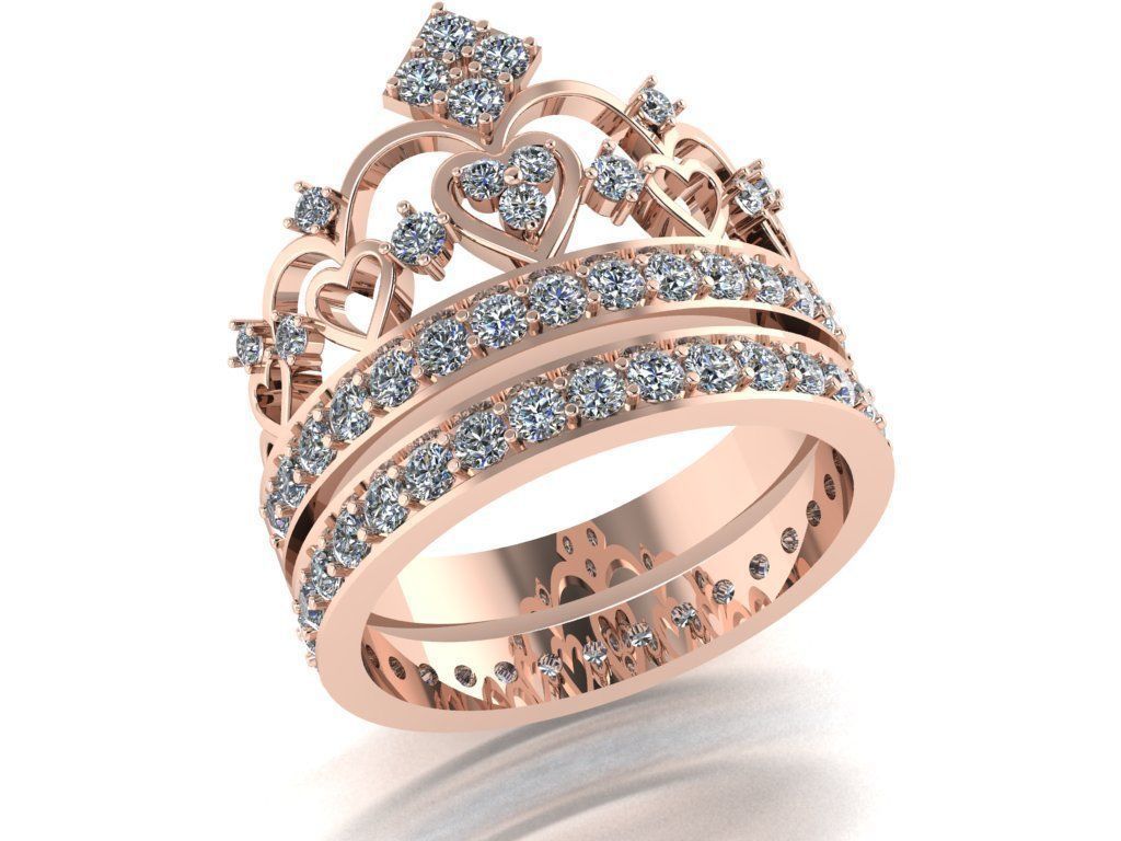 Crown ring 3D print model_1