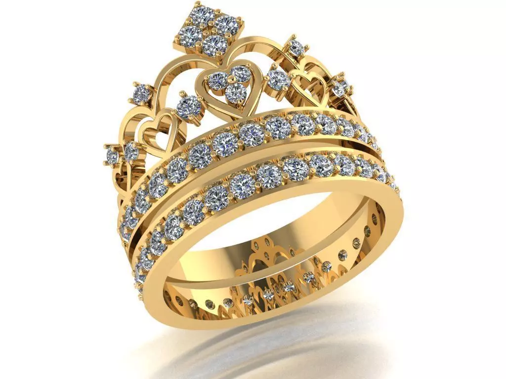 Crown ring 3D print model_0