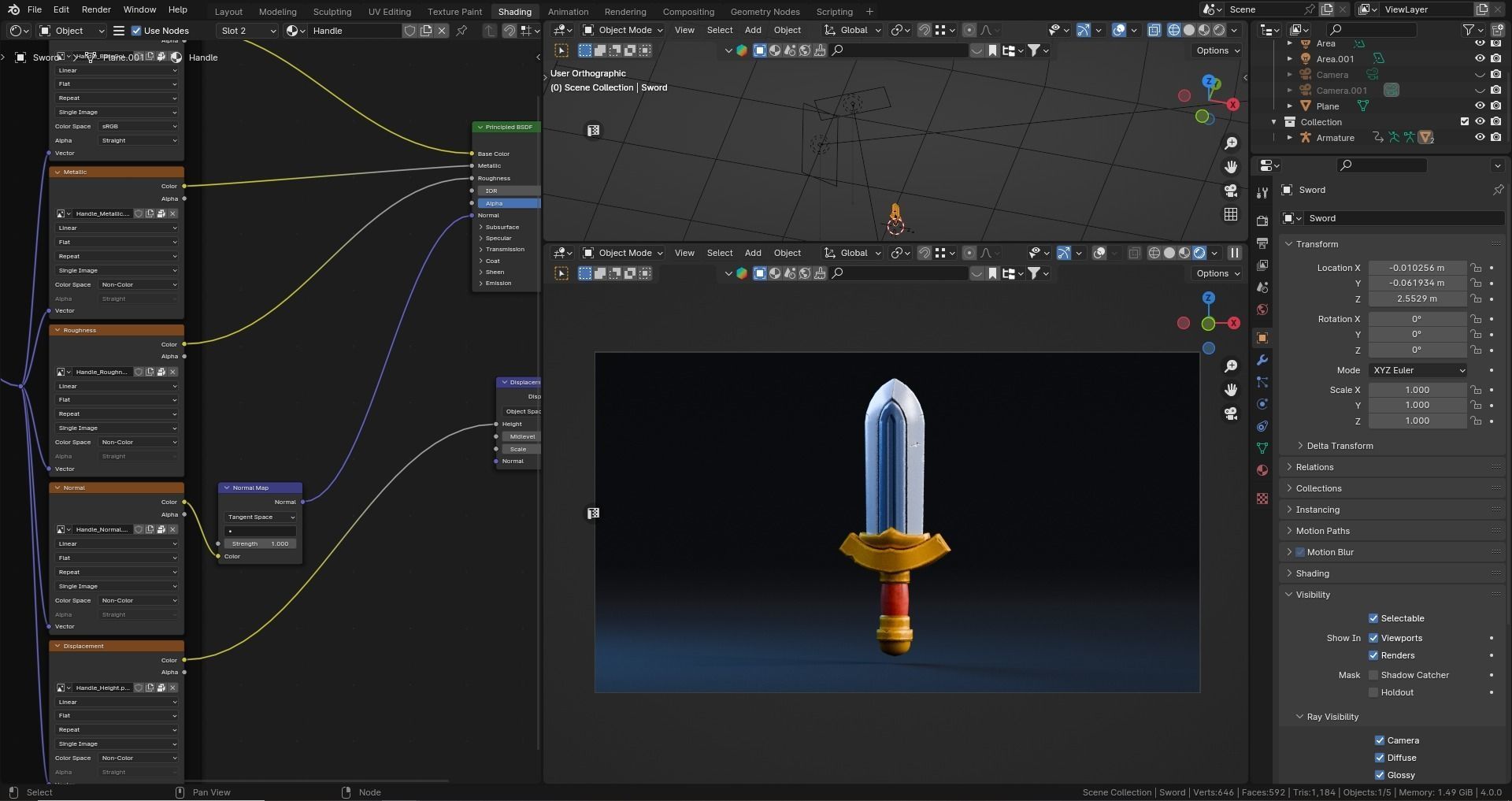 Low poly - Stylized Game Items - Sword Low-poly 3D model_5