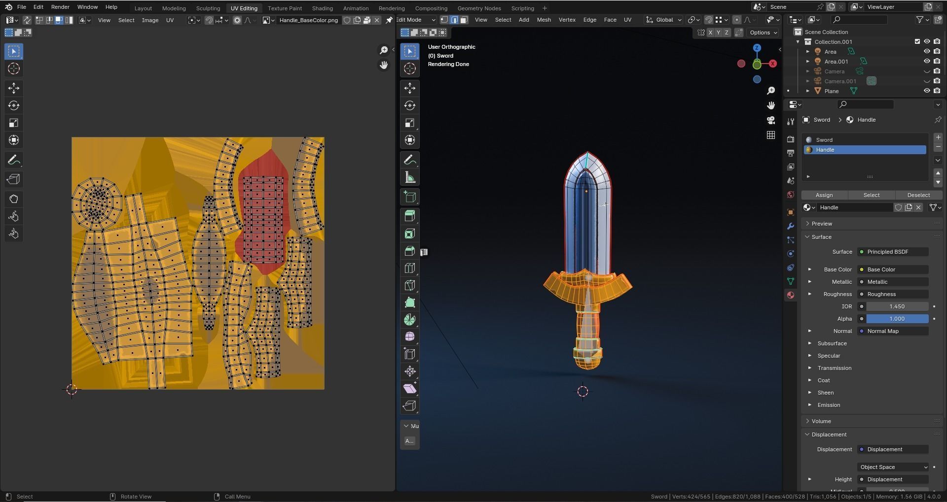 Low poly - Stylized Game Items - Sword Low-poly 3D model_6