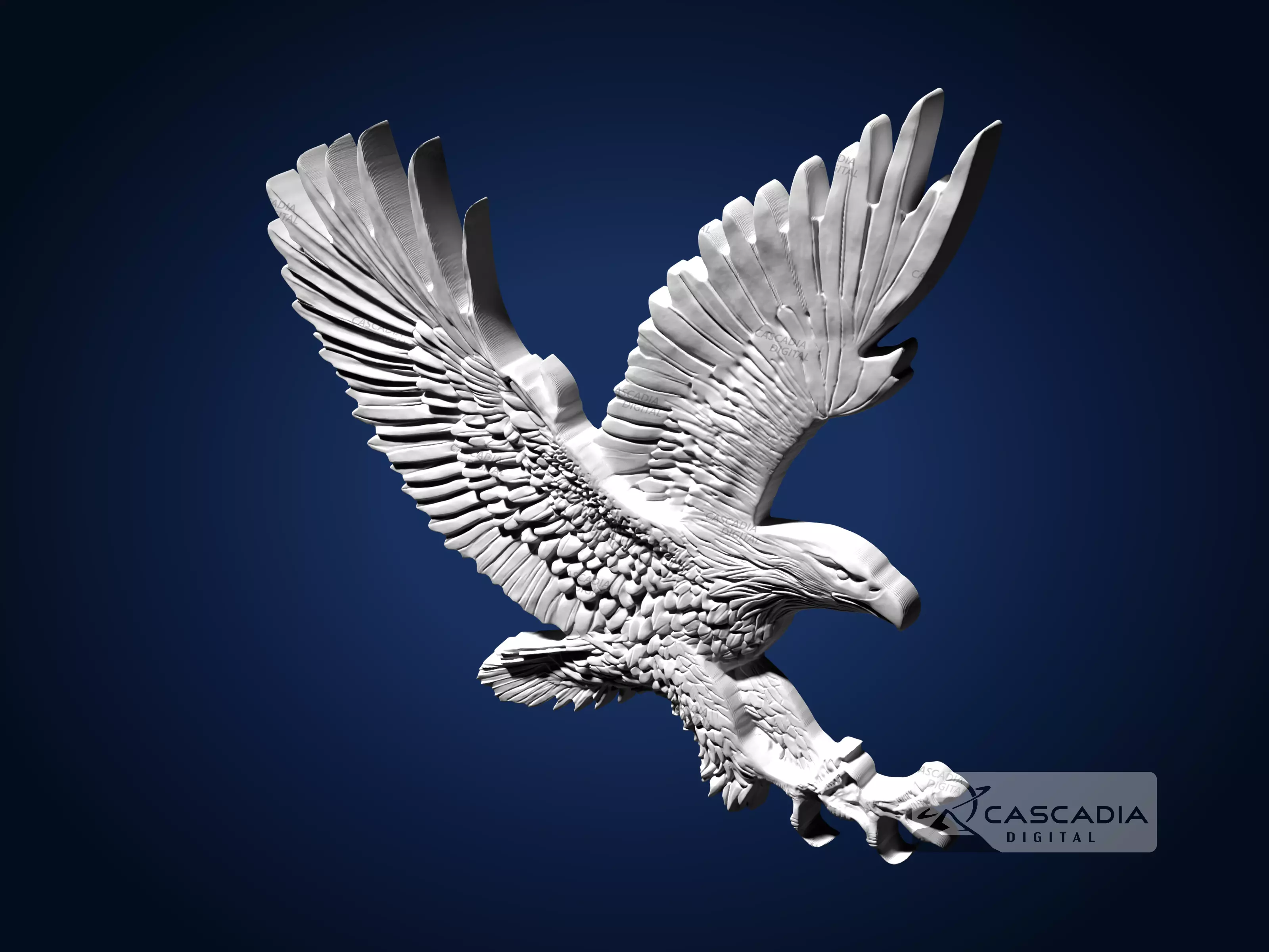 Bald Eagle In Flight - CNC Router Carving Casting bird 3D print model_4