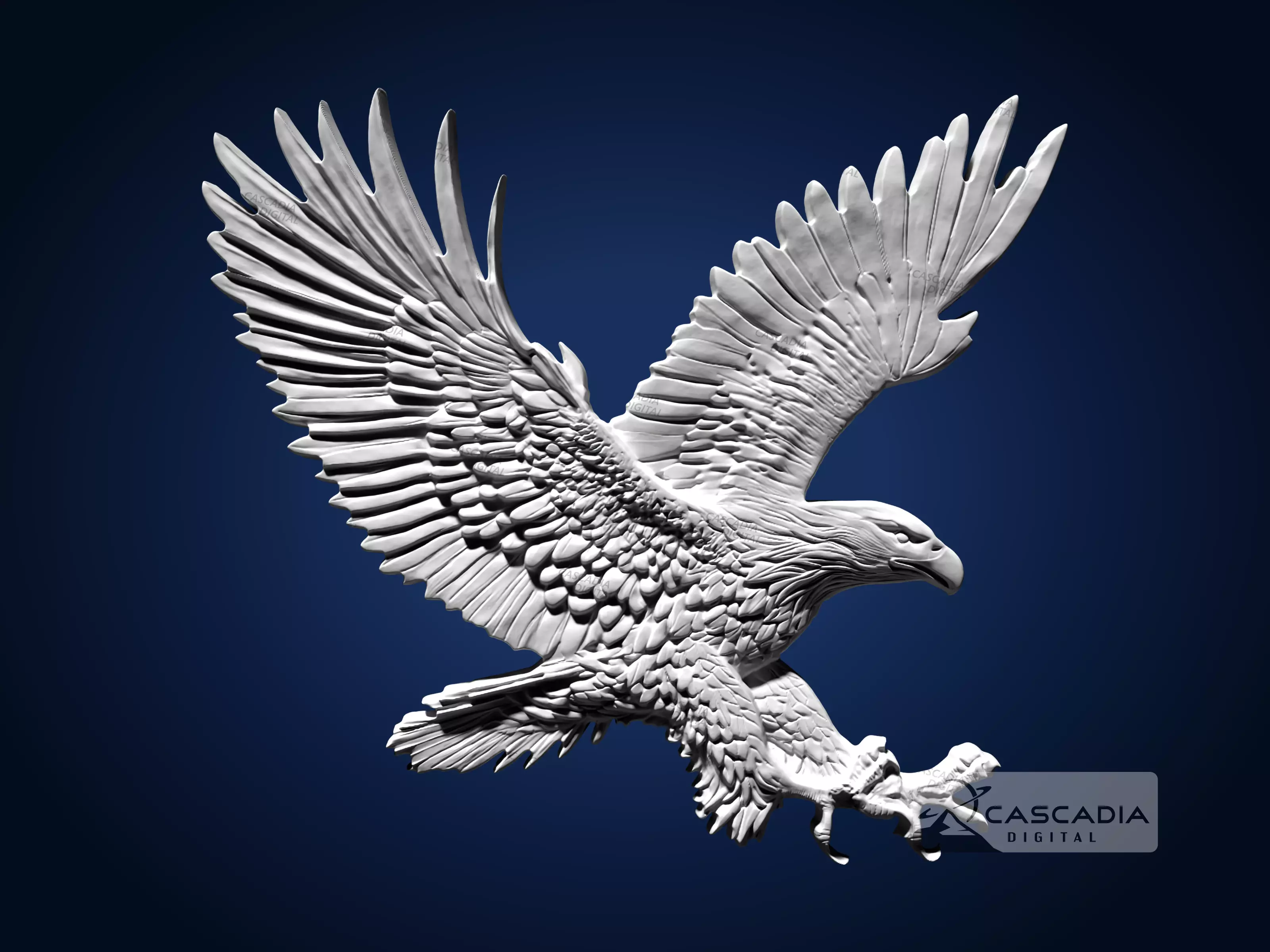 Bald Eagle In Flight - CNC Router Carving Casting bird 3D print model_1