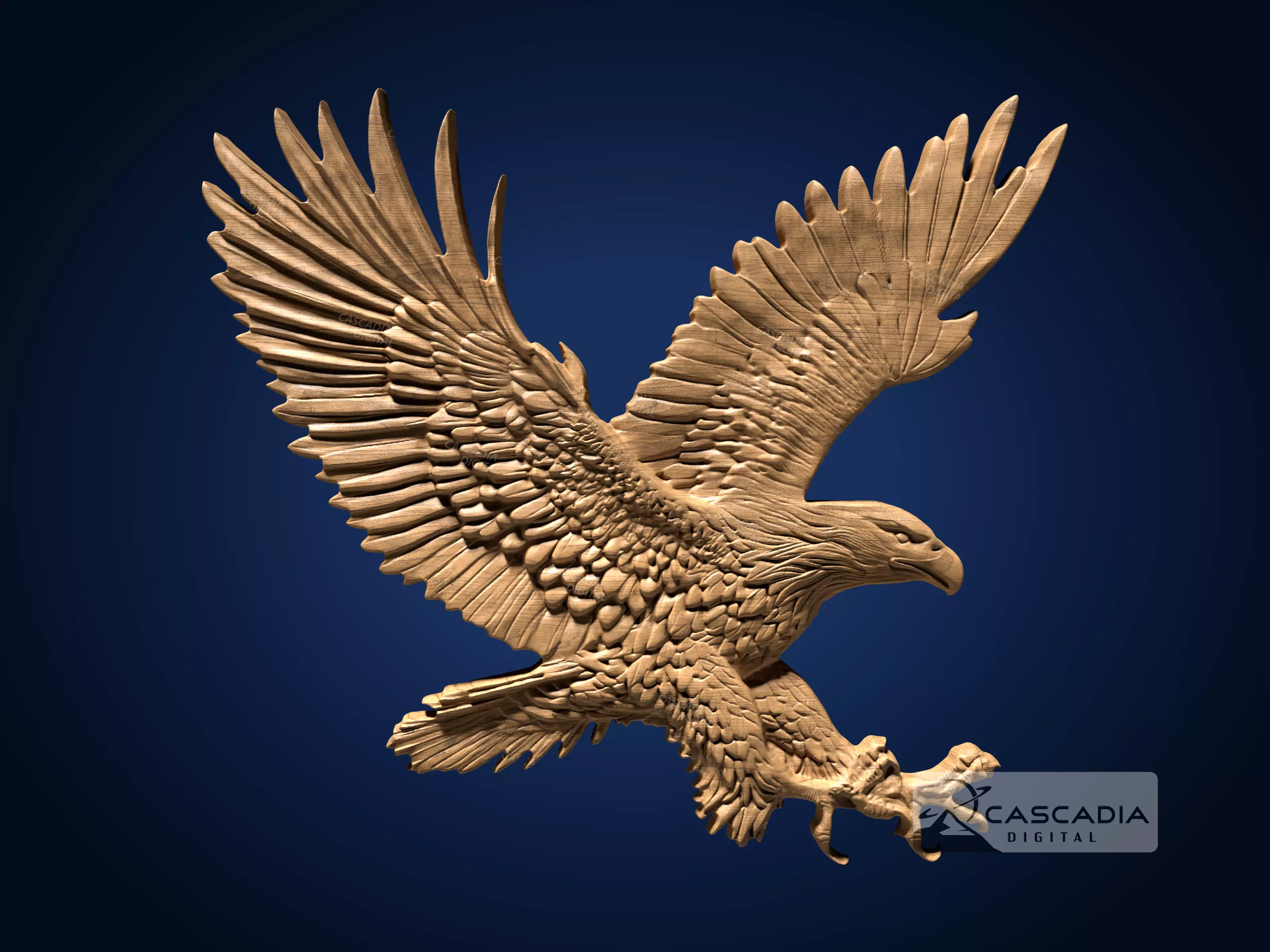 Bald Eagle In Flight - CNC Router Carving Casting bird 3D print model_0