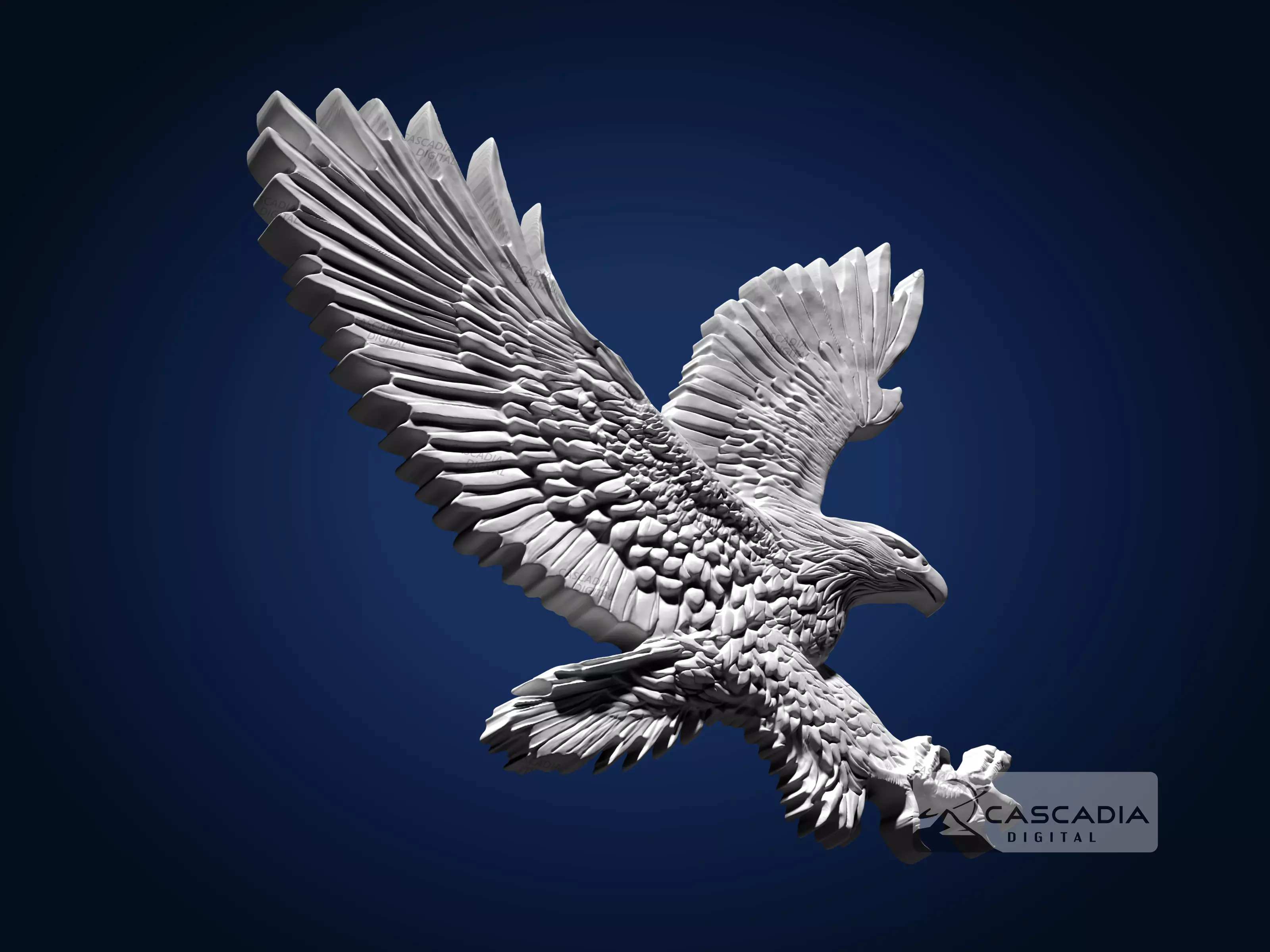 Bald Eagle In Flight - CNC Router Carving Casting bird 3D print model_3
