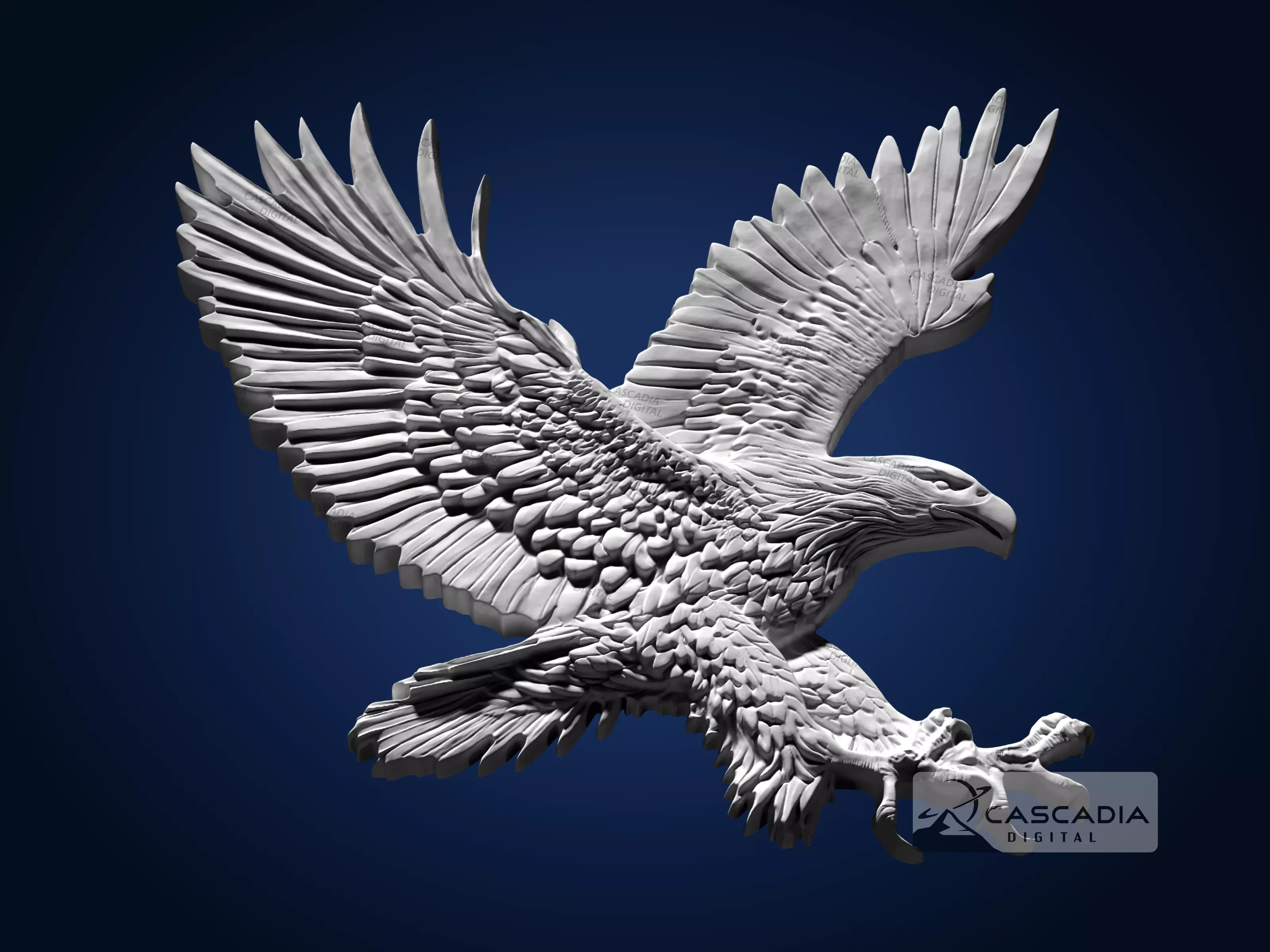 Bald Eagle In Flight - CNC Router Carving Casting bird 3D print model_2