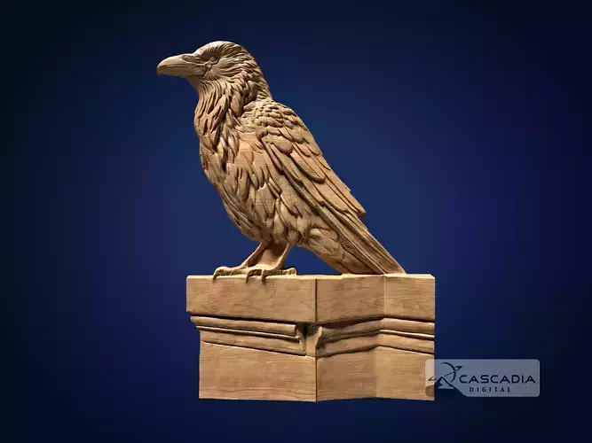 Raven Perched - CNC Router Carving Casting animal bird