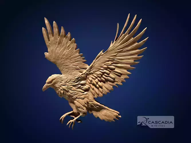 Raven In Flight - CNC Router Carving Casting animal bird