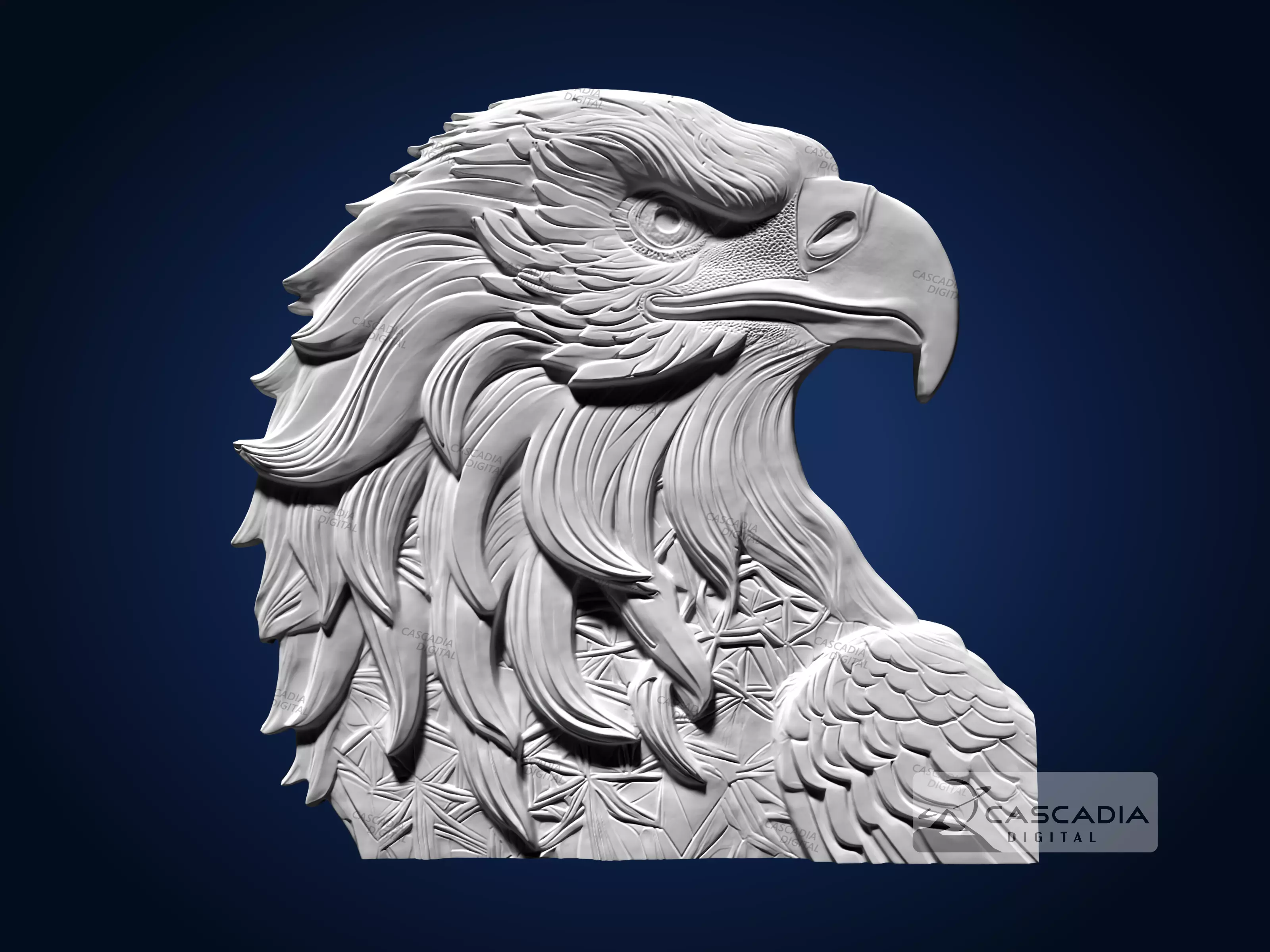 Bald Eagle Head - CNC Router Carving Casting bird 3D print model_1