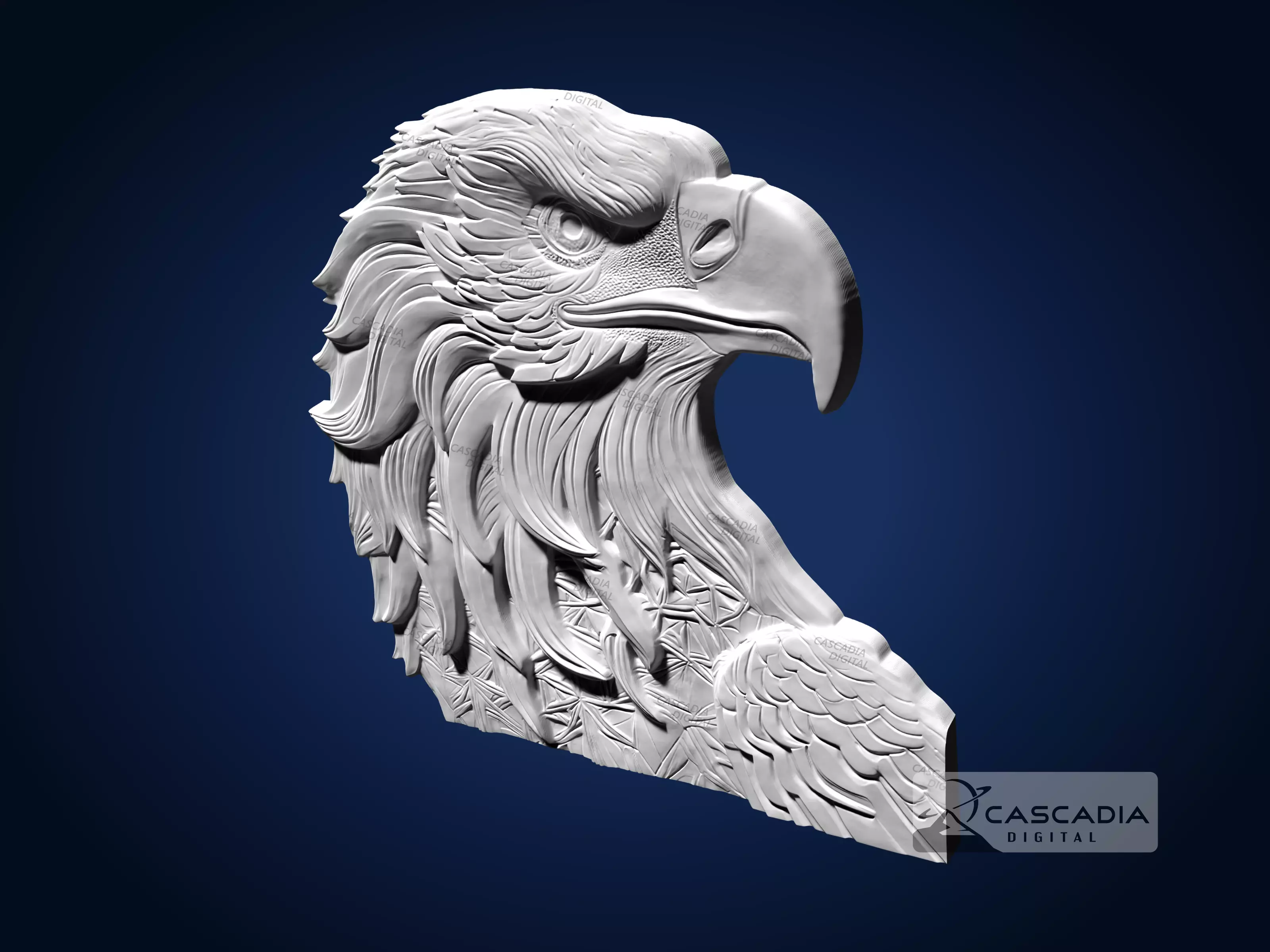 Bald Eagle Head - CNC Router Carving Casting bird 3D print model_4