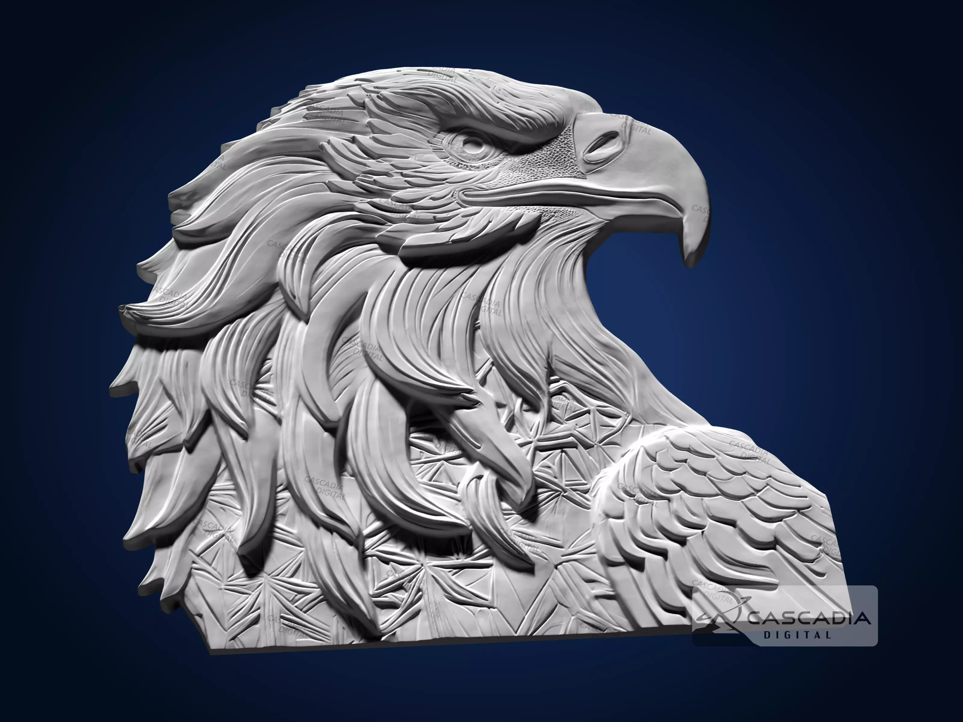 Bald Eagle Head - CNC Router Carving Casting bird 3D print model_2