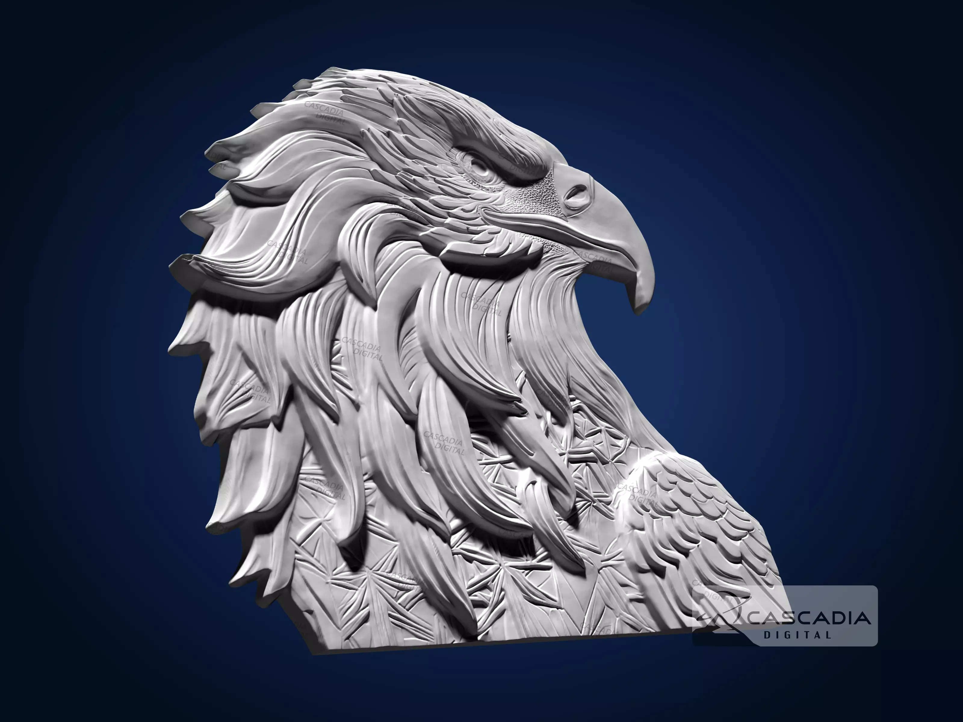 Bald Eagle Head - CNC Router Carving Casting bird 3D print model_3