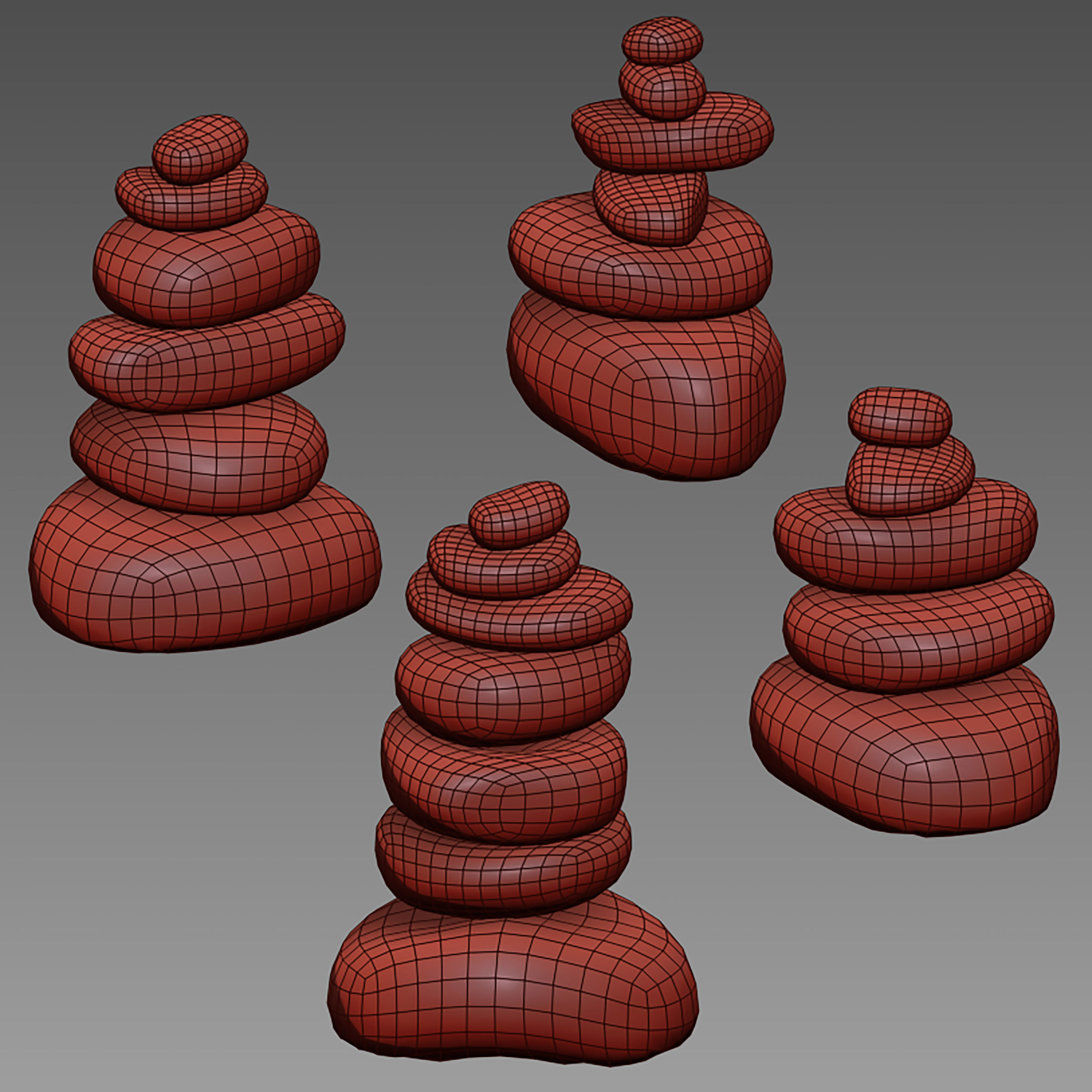 Stack of stones Zen stones Low-poly 3D model_19