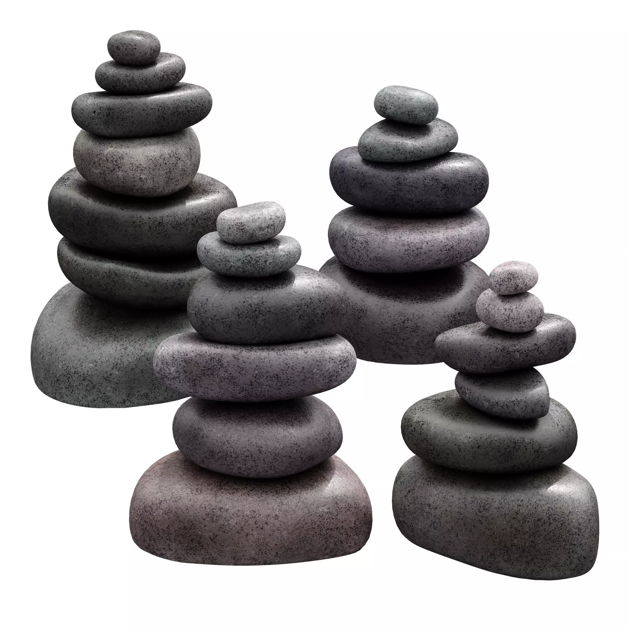 Stack of stones Zen stones Low-poly 3D model_0
