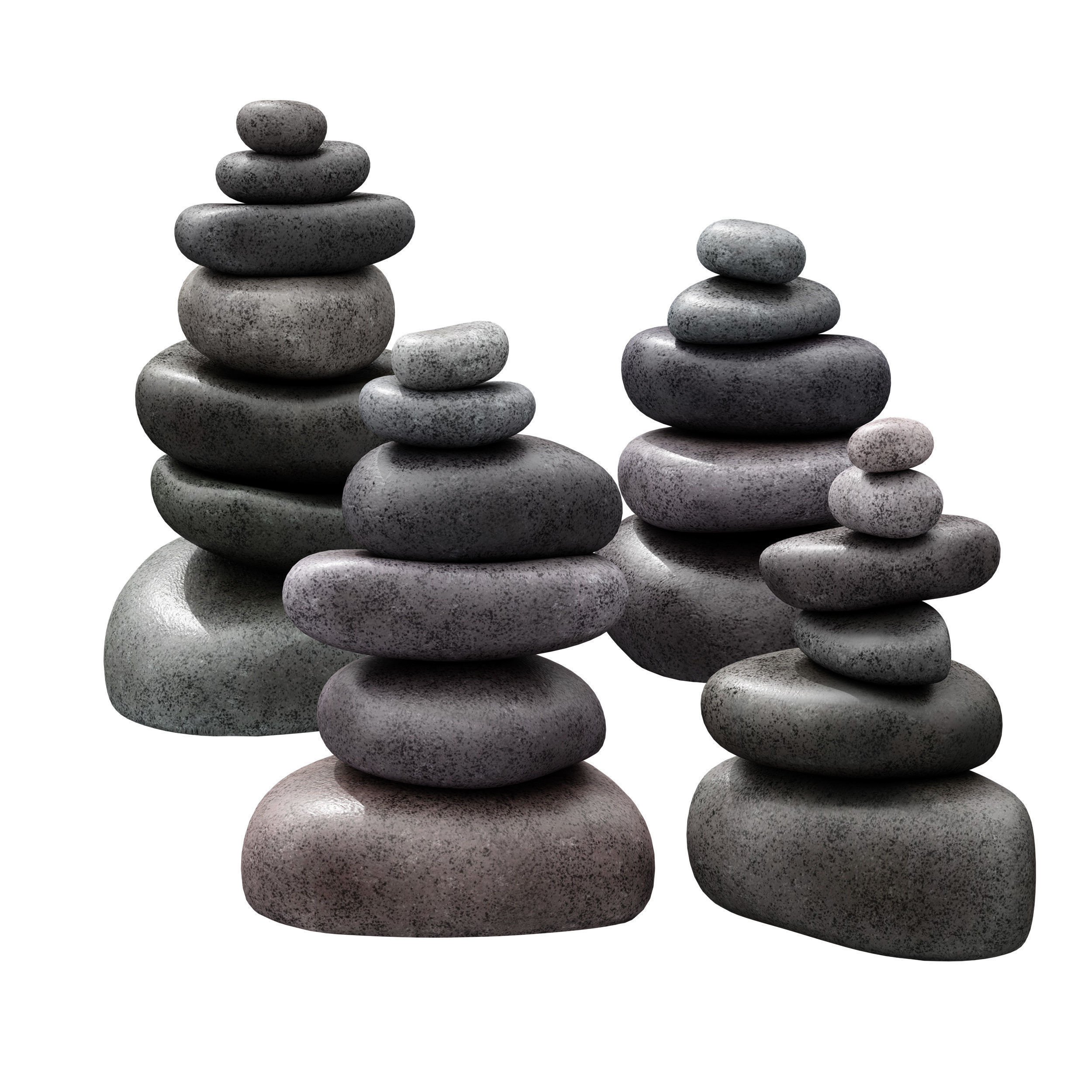 Stack of stones Zen stones Low-poly 3D model_1