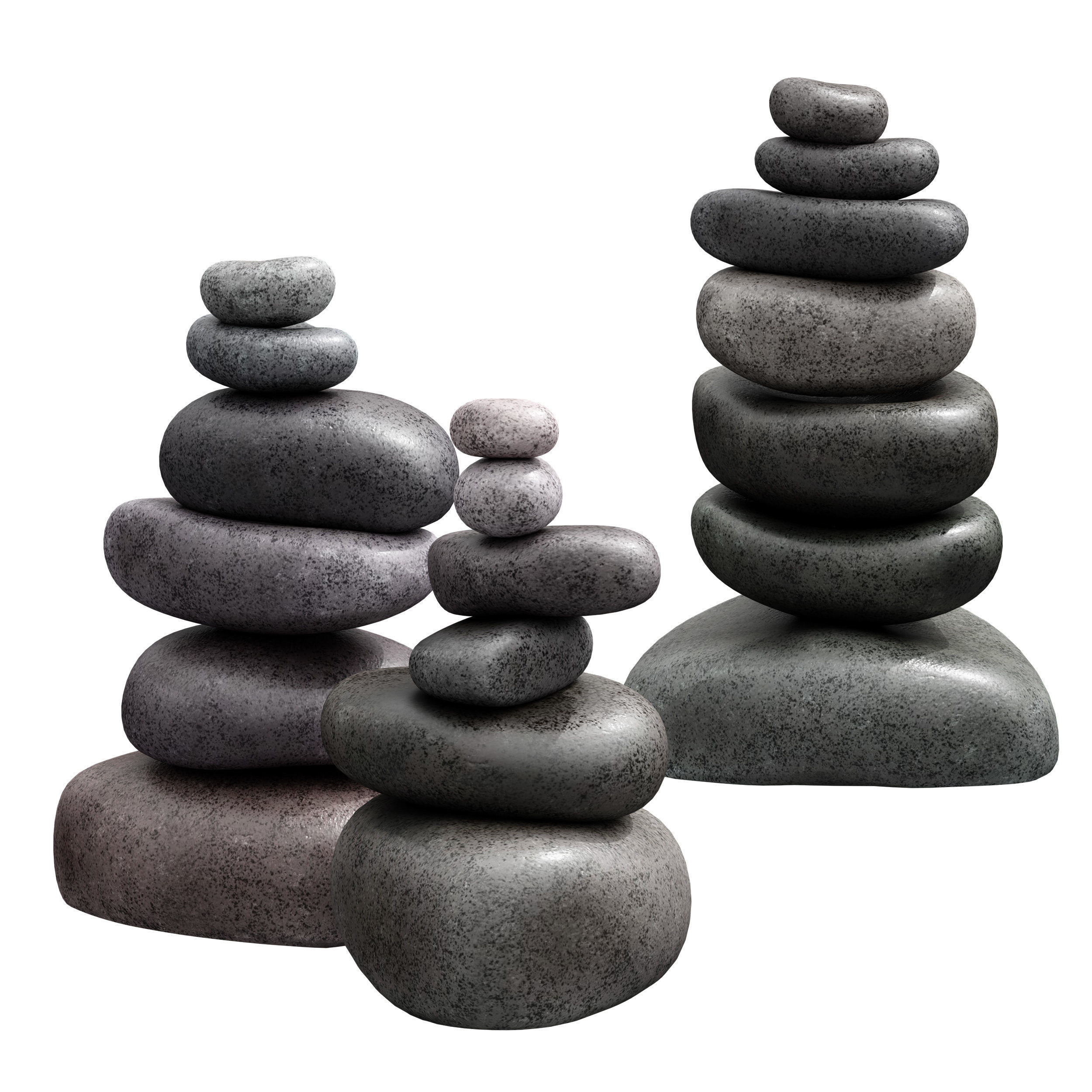 Stack of stones Zen stones Low-poly 3D model_2