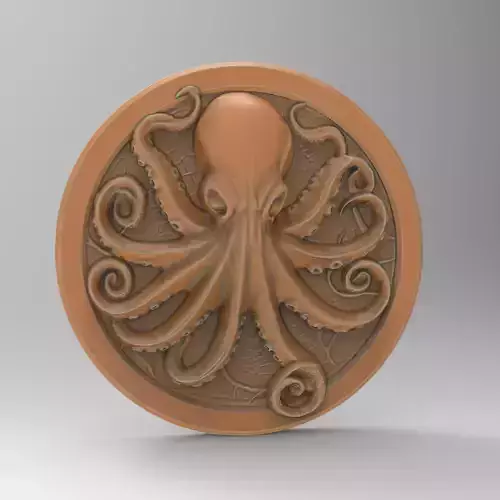 Octopus Coin Round Medallion - Plaque
