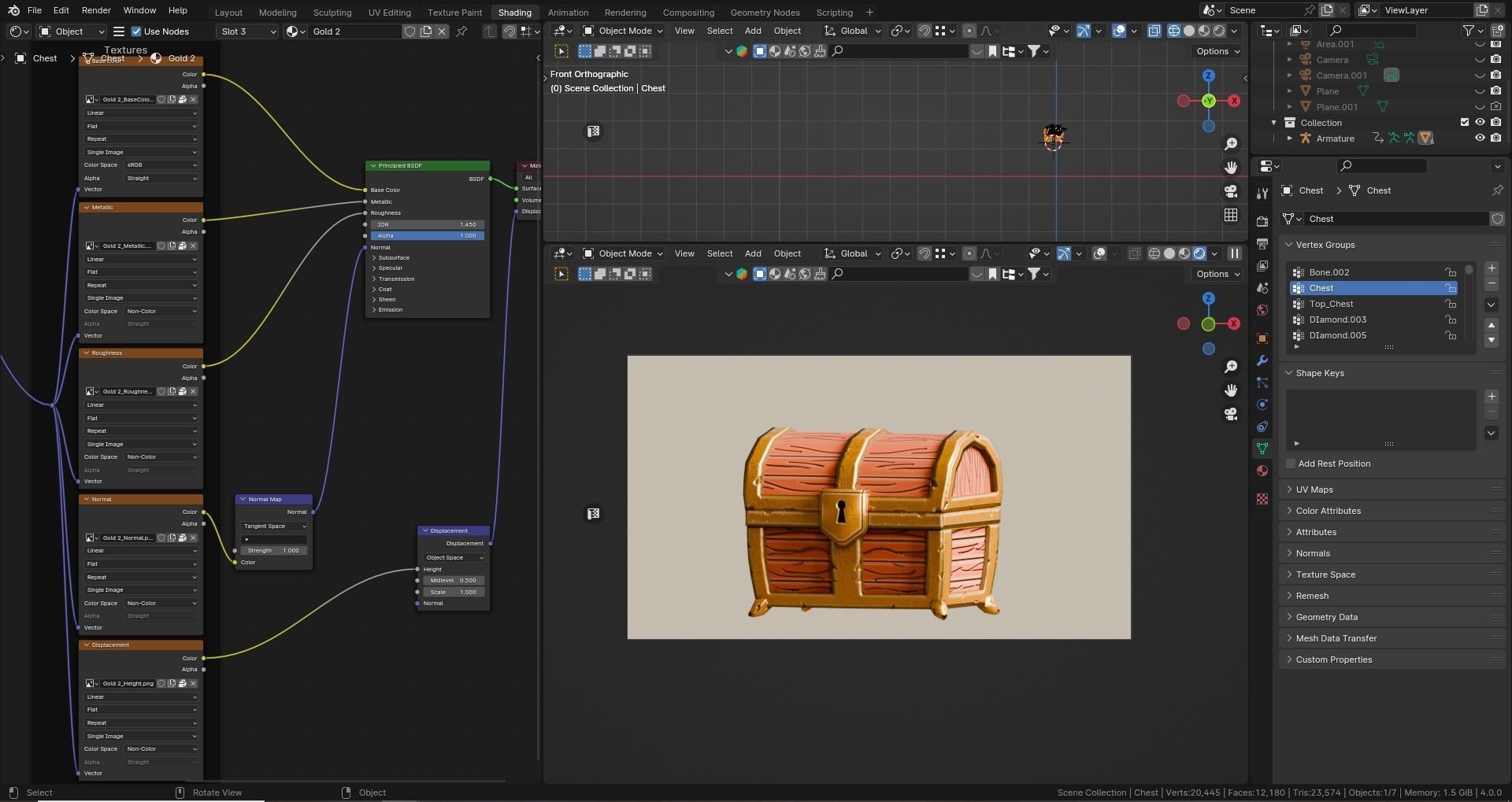Low poly - Stylized Game Items - Treasure Chest Low-poly 3D model_9