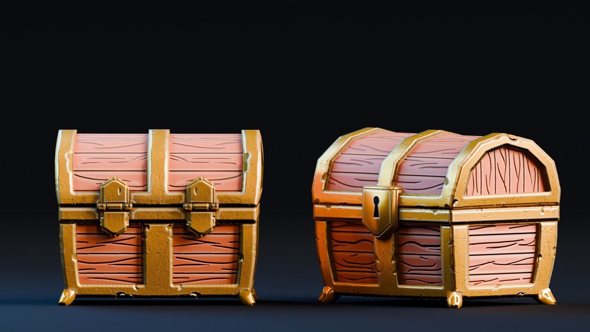 Low poly - Stylized Game Items - Treasure Chest Low-poly 3D model_4