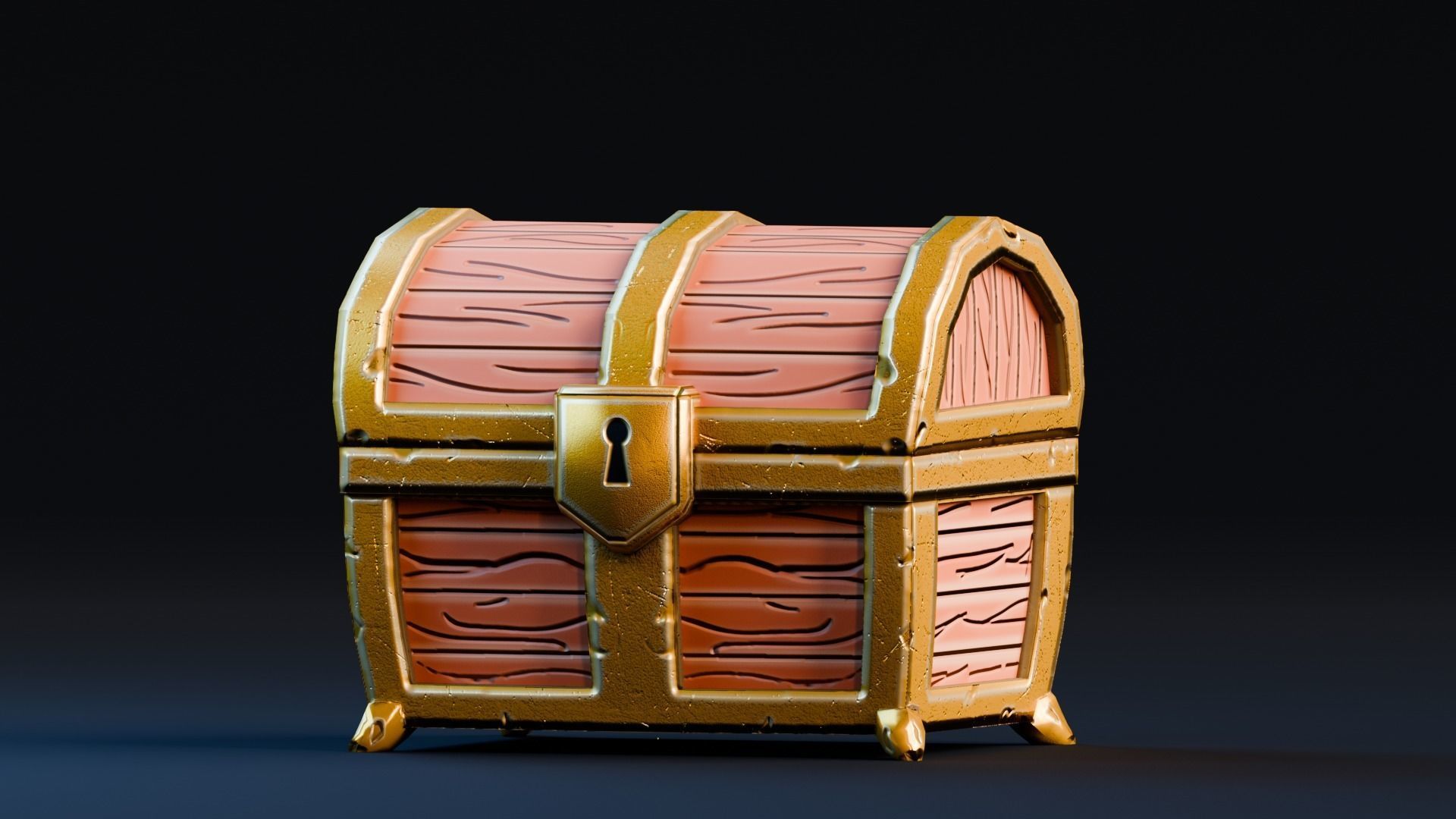 Low poly - Stylized Game Items - Treasure Chest Low-poly 3D model_2