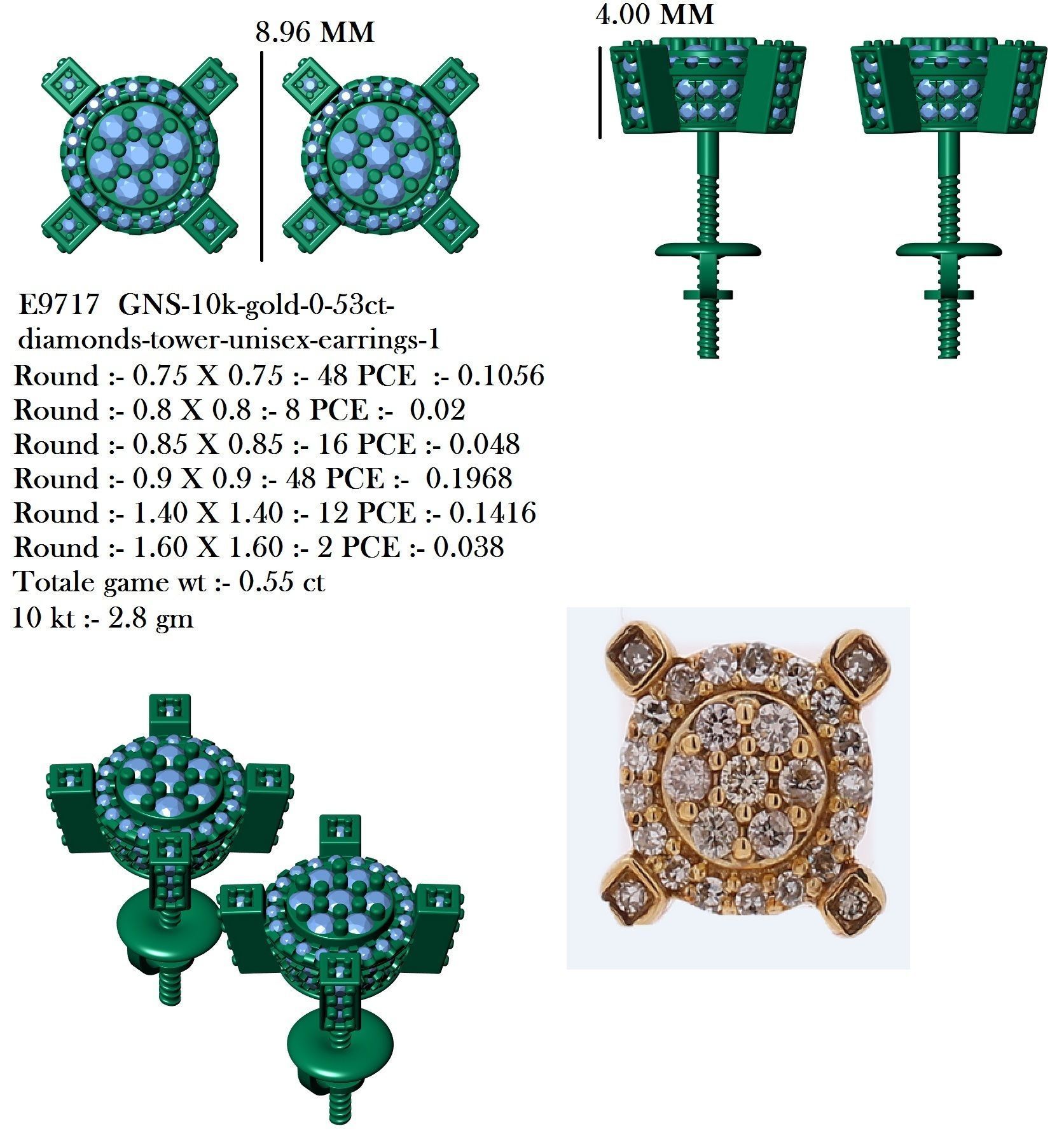 Earring 3D print model_13