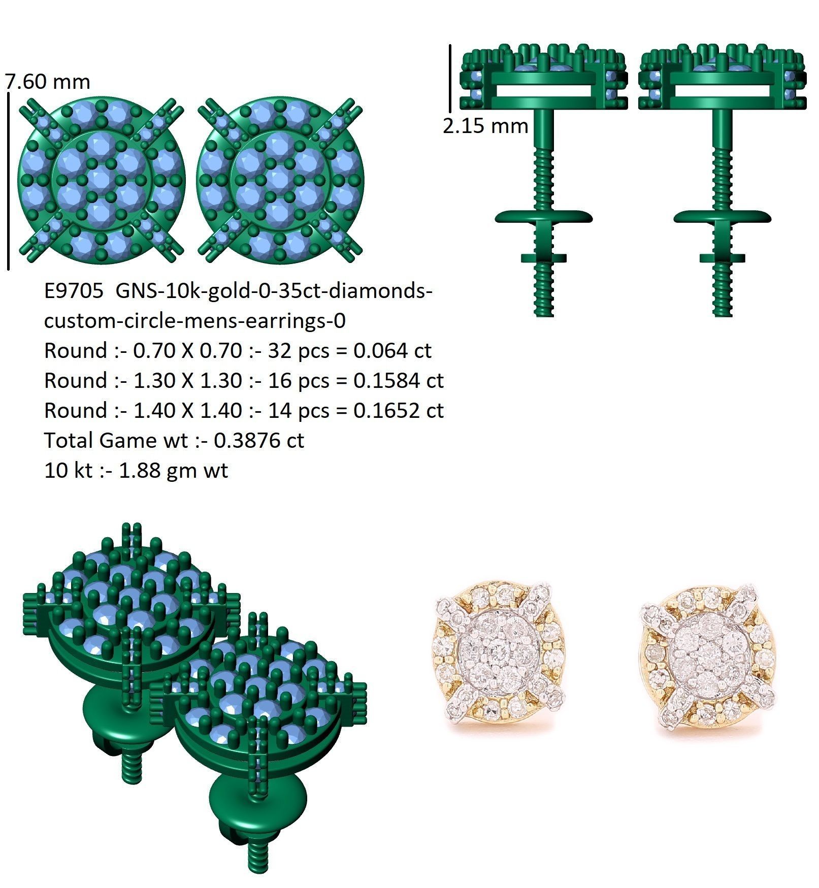 Earring 3D print model_12
