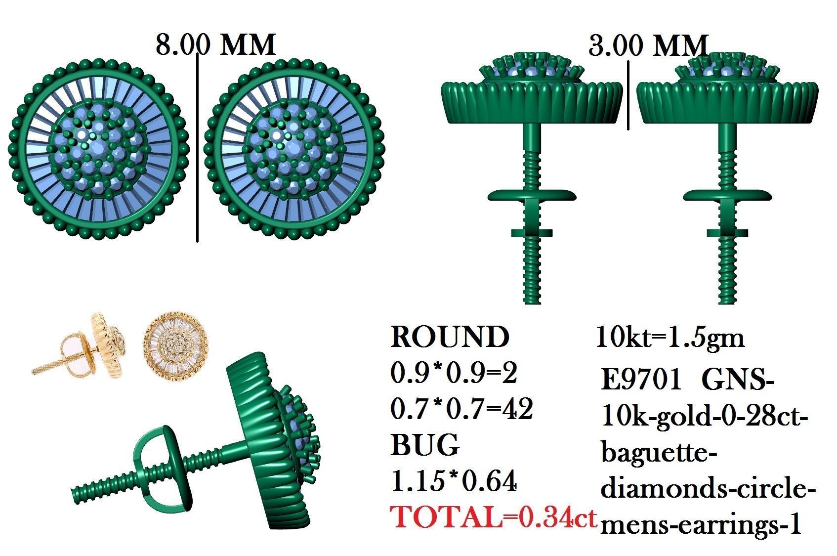 Earring 3D print model_13