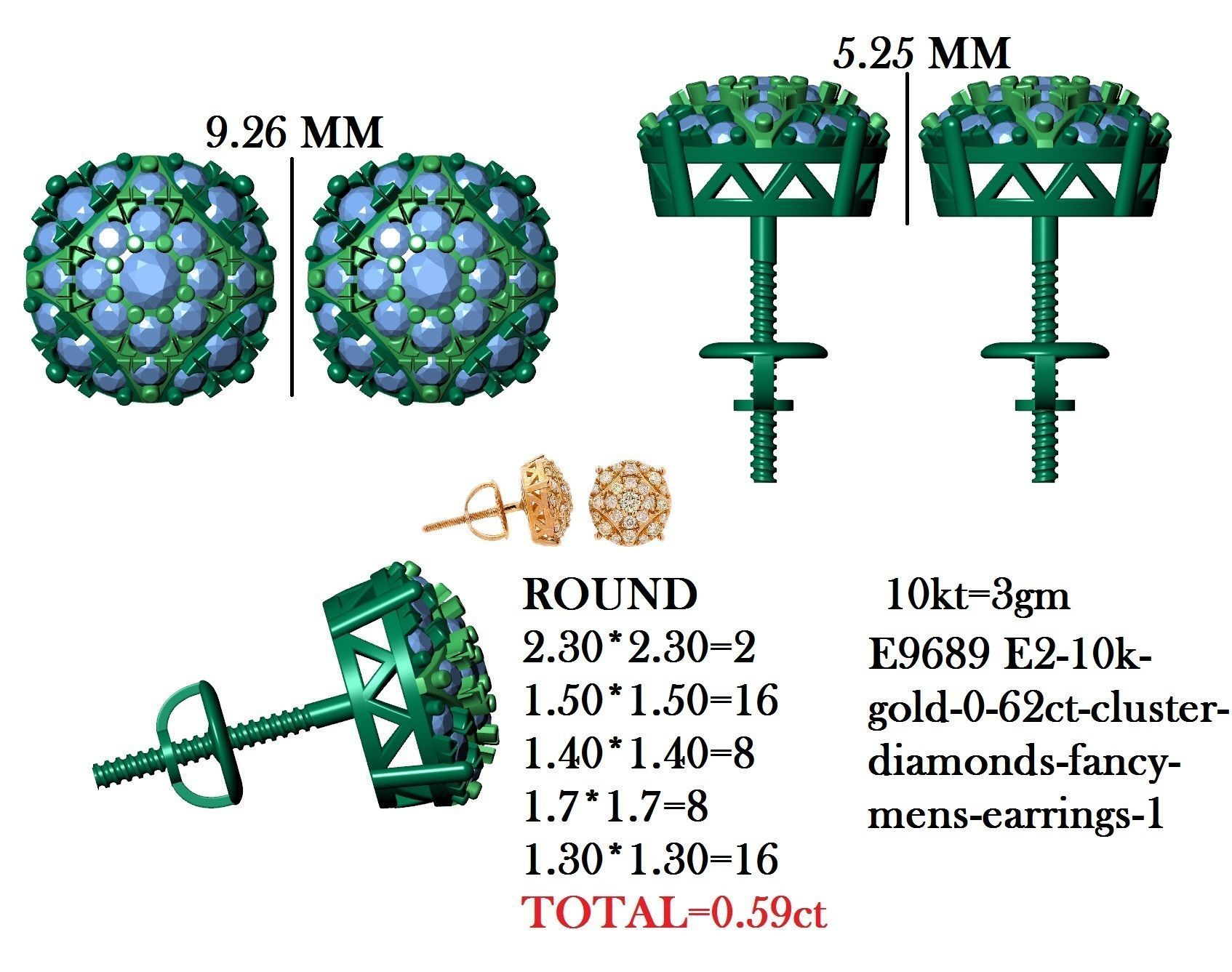Earring 3D print model_13